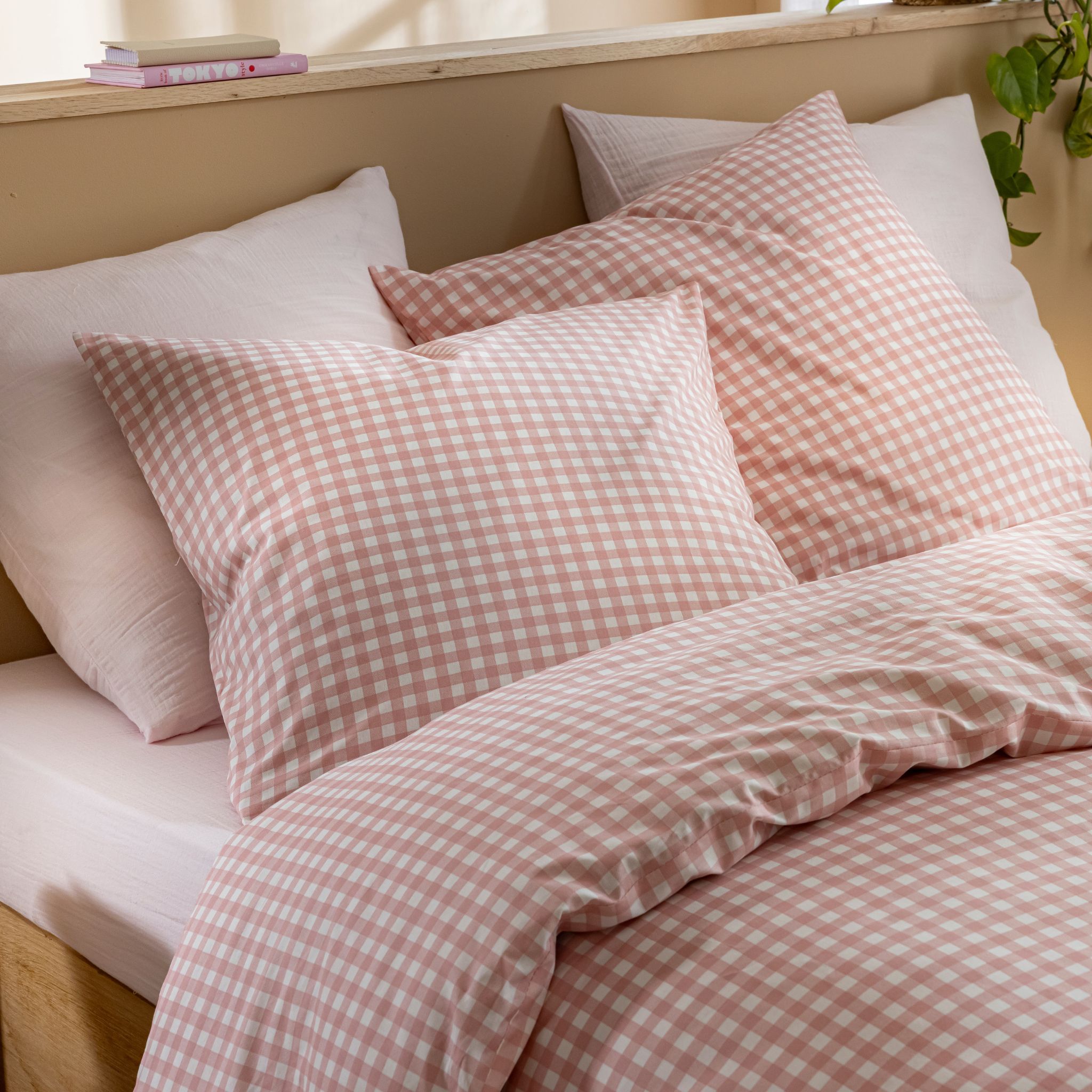 Parure De Lit Vichy 240x220 Rose