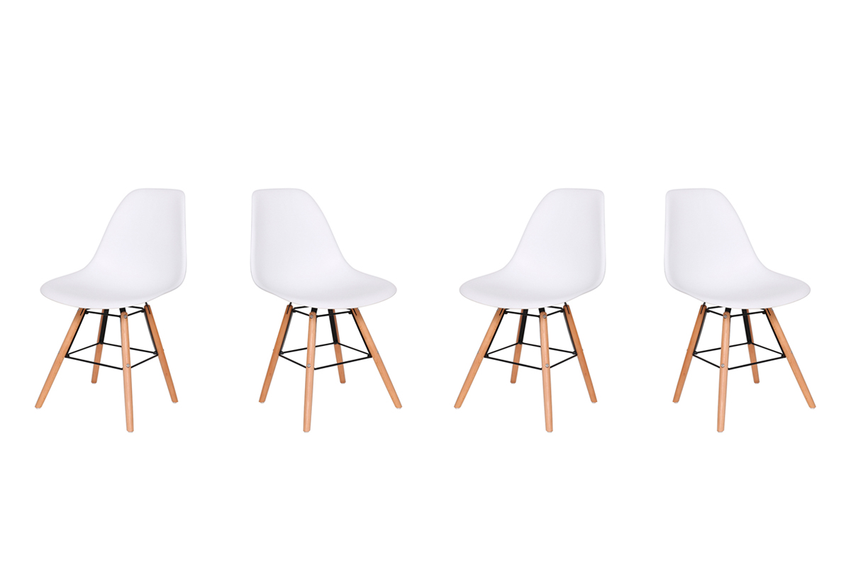 Lot De Quatre Chaises Scandinave Fary Blanc