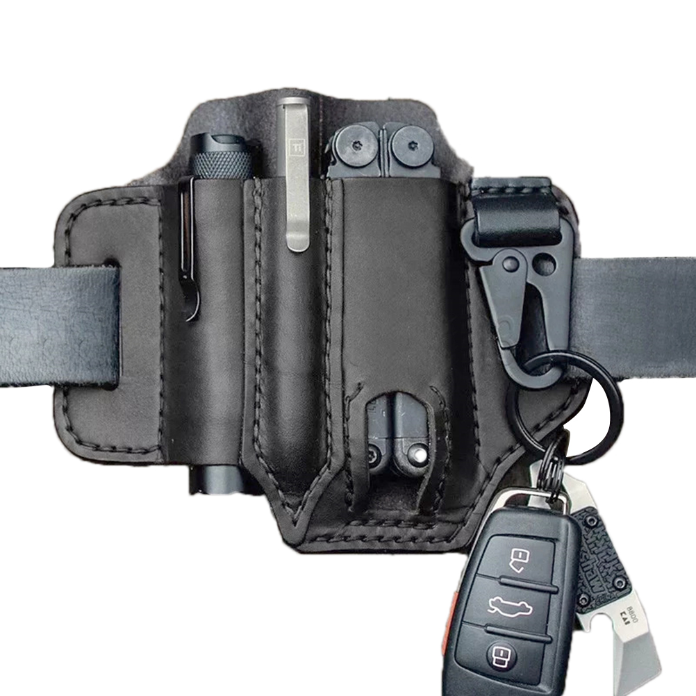 Porte-outils de ceinture en cuir de vache pour stylo, lampe et outils EDC, 17,5 x 13 cm, 1 pièce
