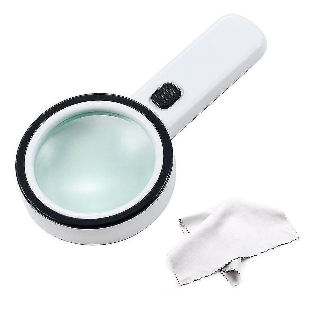 Loupe à main 30x avec 12 LED et lumière UV, lentille 10,9 cm, blanche, 1 pièce