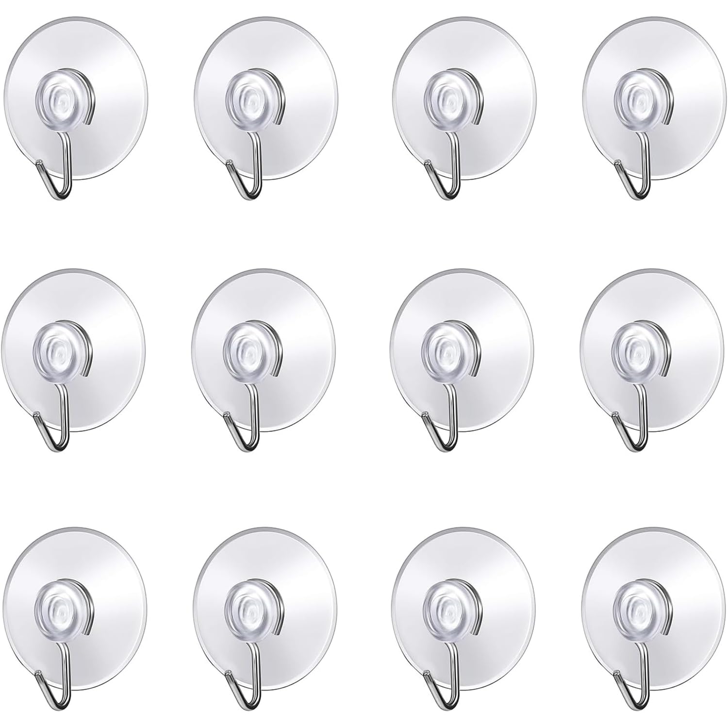 Crochet à ventouse transparent, fixation adhésive sans perçage pour carrelage, verre et miroir, lot de 24