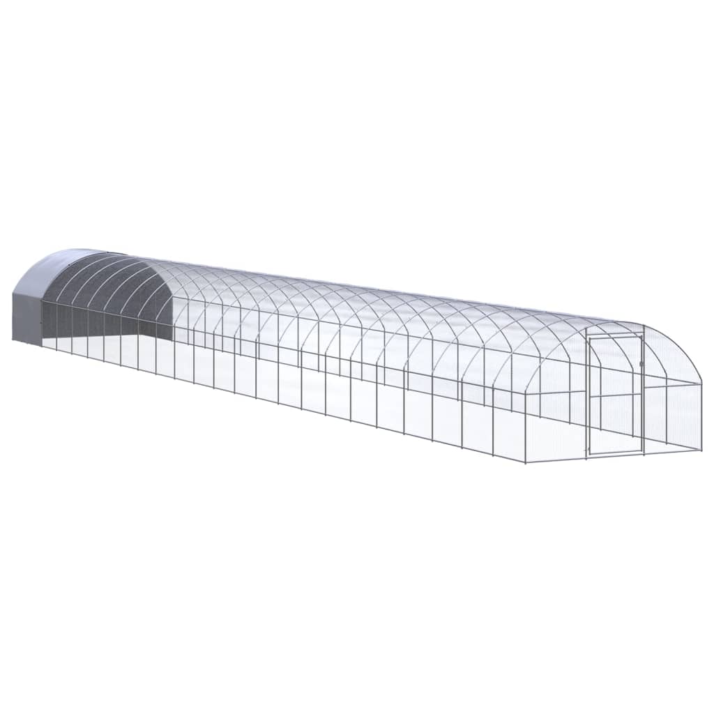 Vidaxl Grau Outdoor-Hühnerstall 3X24x2 M Verzinkter Stahl