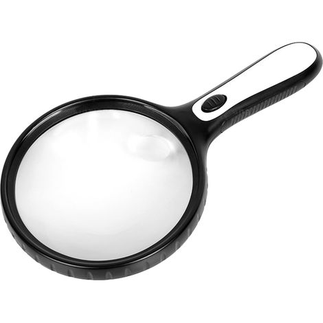 Loupe à main éclairante 30x avec 4 LED, poignée antidérapante, 200 g, pour lecture et bijoux
