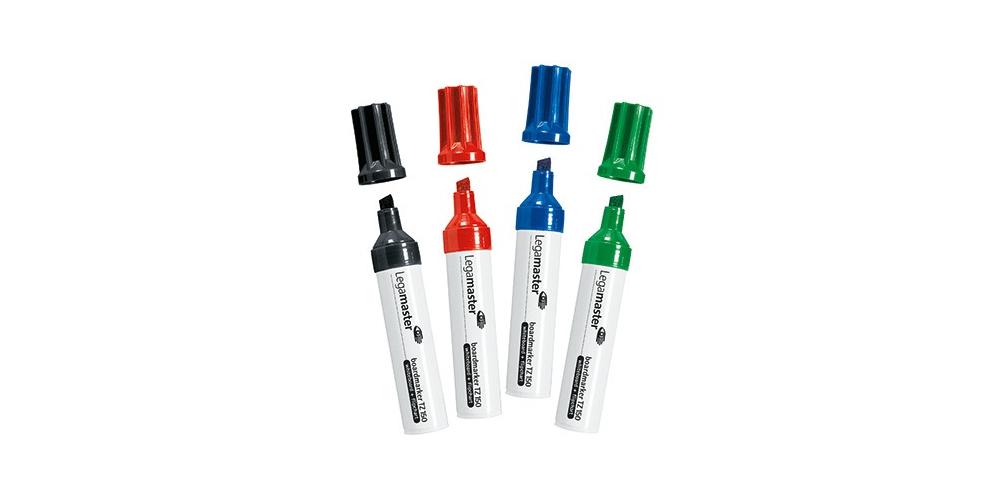 Legamaster TZ 150 Whiteboard-Marker, Keilspitze 2-7mm, Set mit Schwarz, Rot, Blau, Grün, Nachfüllbar - Bild 4
