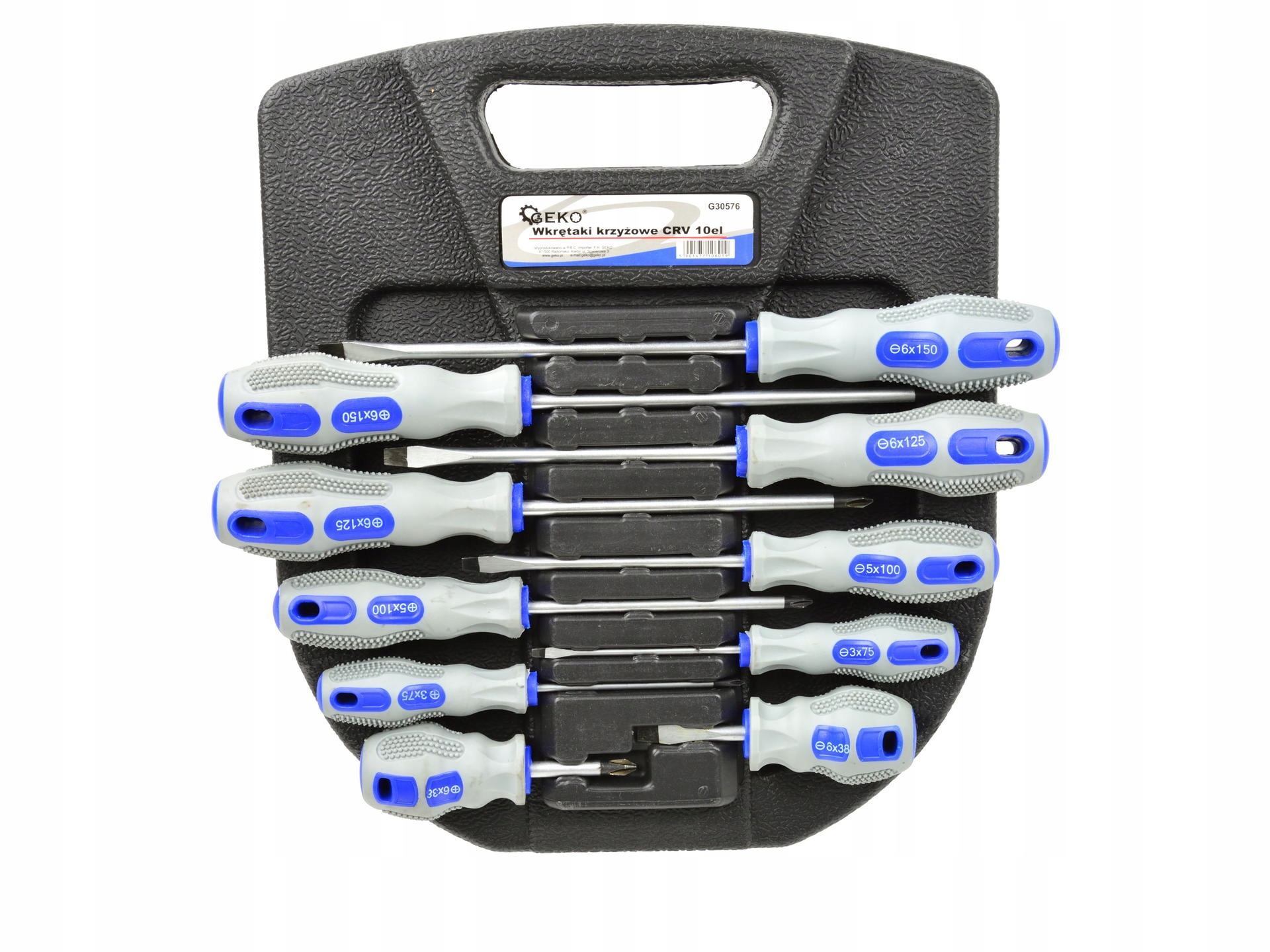 Import 10-Teiliges Crv Geko Schraubendreherset (Grau-Blau)(10)