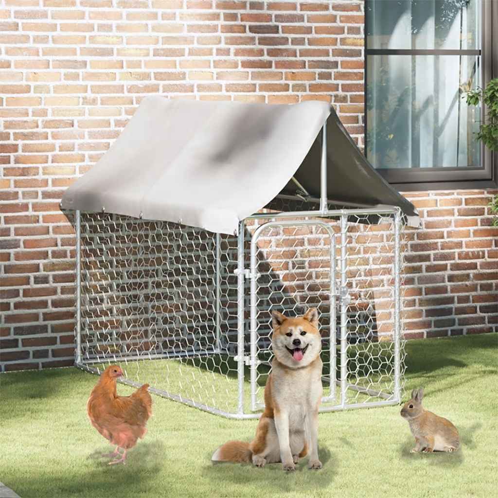 Vidaxl Grau Outdoor-Hundezwinger Mit Dach 200X100x150 Cm