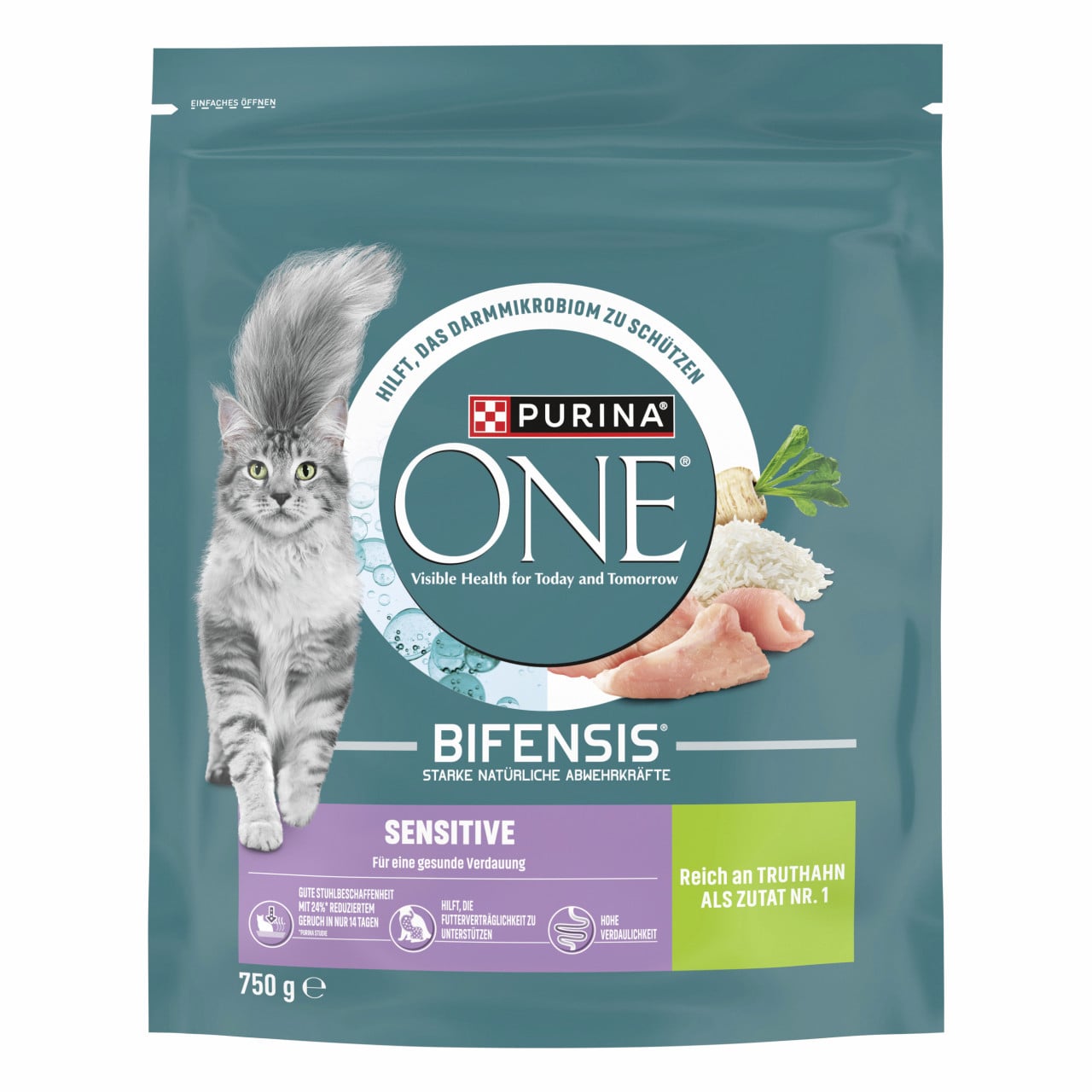 4 x 750 g Purina One Sensitive (€ 9,55/kg) Truthahn & Reis - Katzenfutter - Bild 8