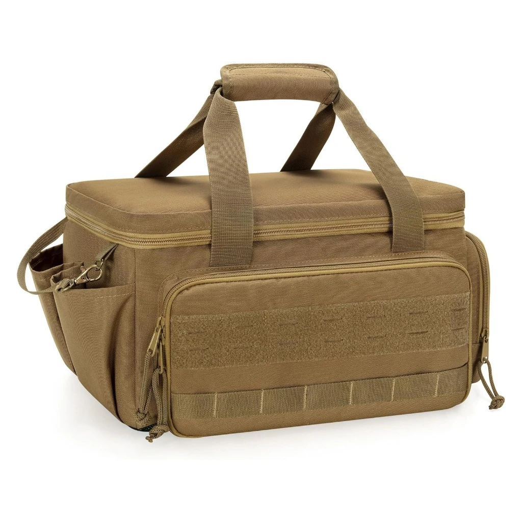 Sac à outils en nylon haute résistance, base rembourrée antidérapante, séparateurs amovibles, 36,7 x 21,5 x 20,5 cm, marron