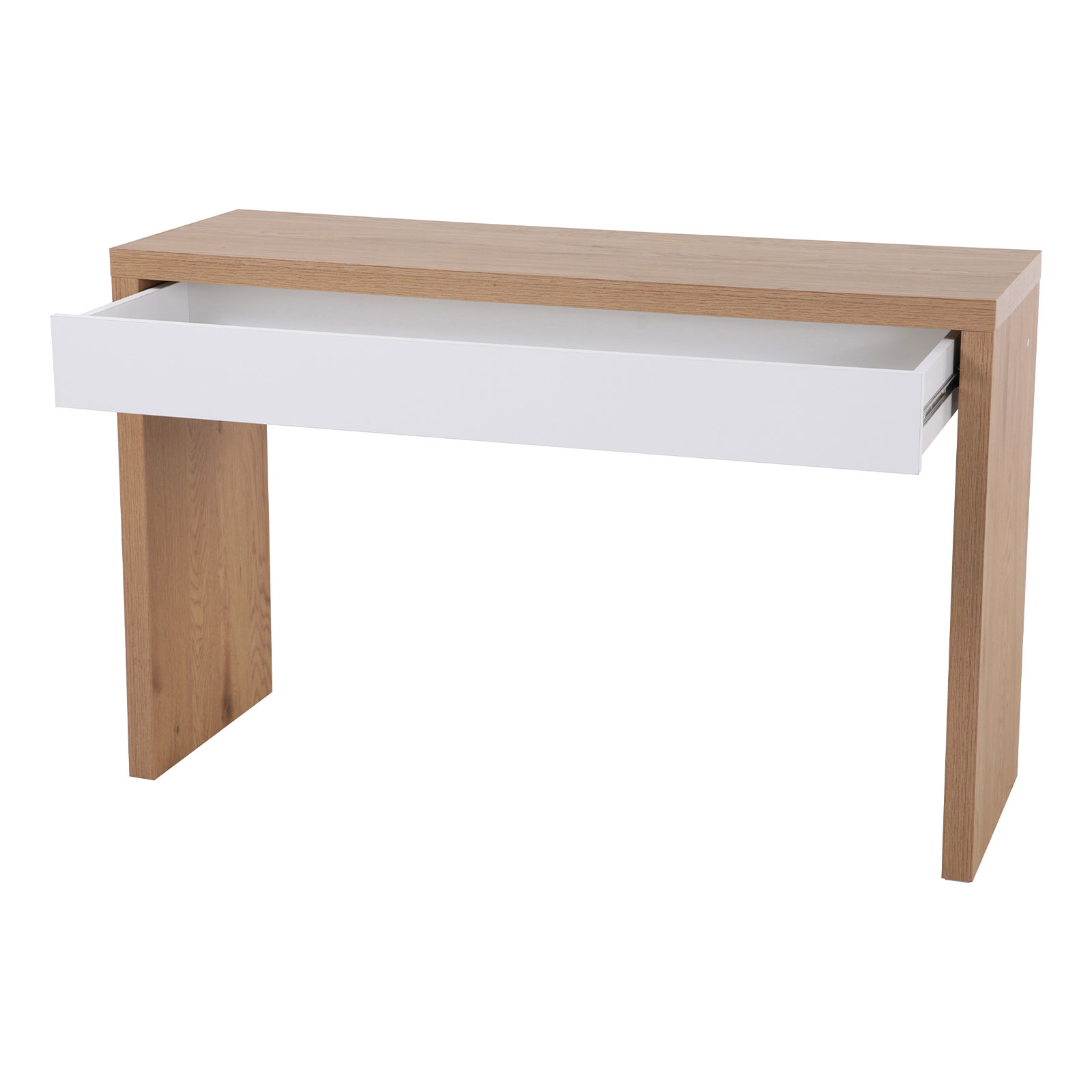 Svita - Angular Bureau Avec Tiroir Coiffeuse 120x40x76 Cm Chêne Blanc