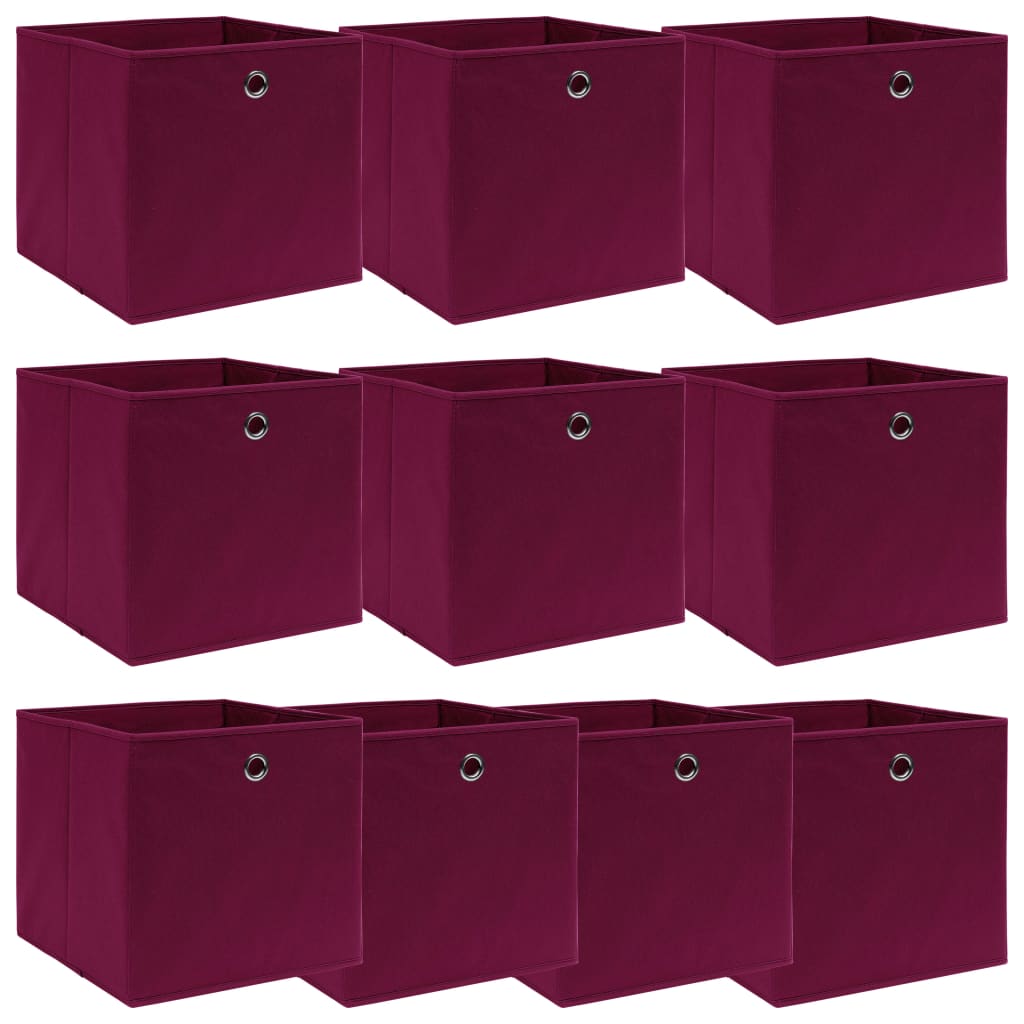 Storage Boxes 10 Pcs Dark Red 32x32x32 Cm Fabric Vidaxl