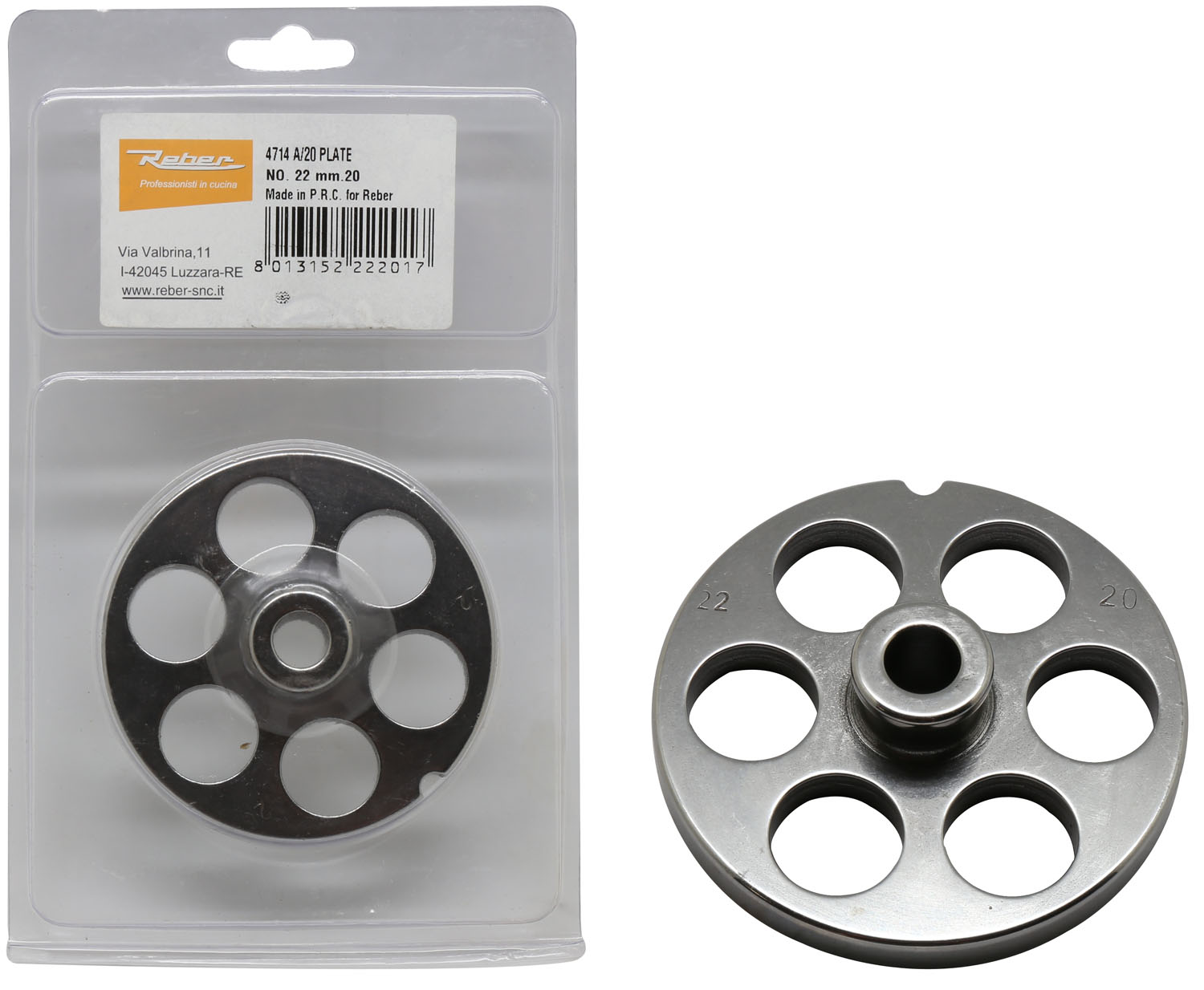 Reber Versilbert Stahlziehplatte Für Fleischwolfe Nr. 22 Mit 20 Mm Löchern