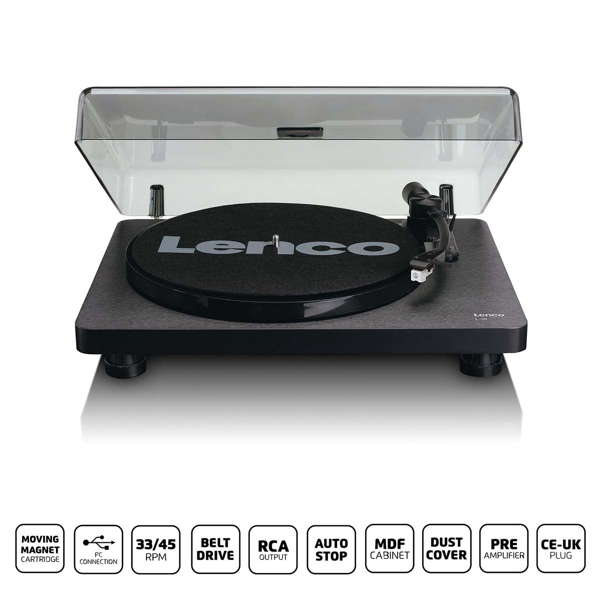 Lenco L-30BK Record Player with USBPC encoding - Black - Plattenspieler Schwarz - Image 4