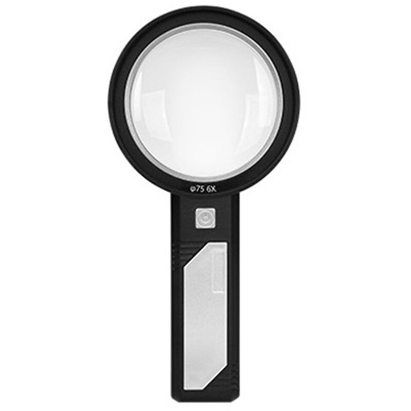 Loupe à main éclairée 8 LED et 2 UV, lentille optique détachable grandissement 6X + 9X, autonomie 12 h