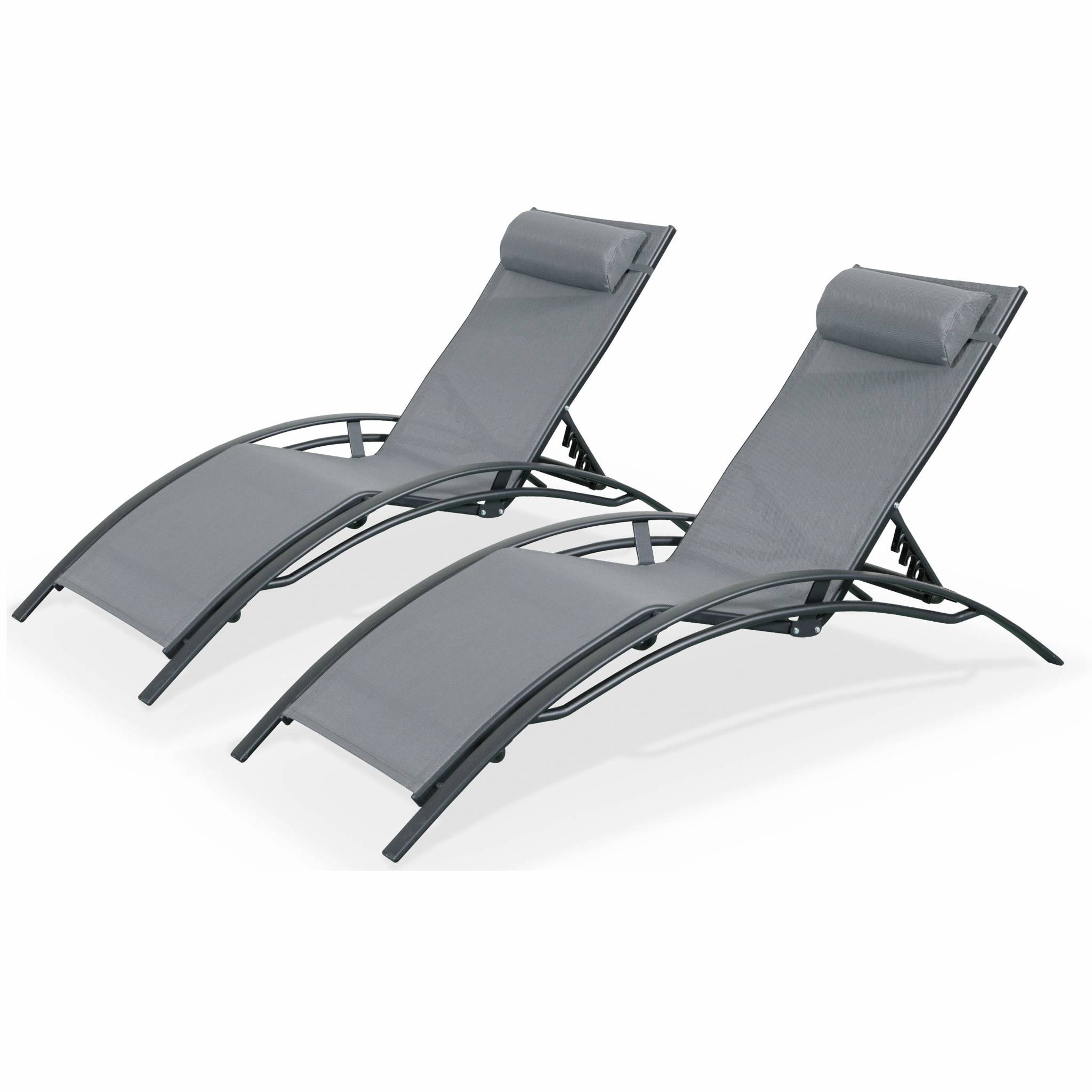 Duo De Bains De Soleil En Aluminium Et Textilène Louisa Anthracite /