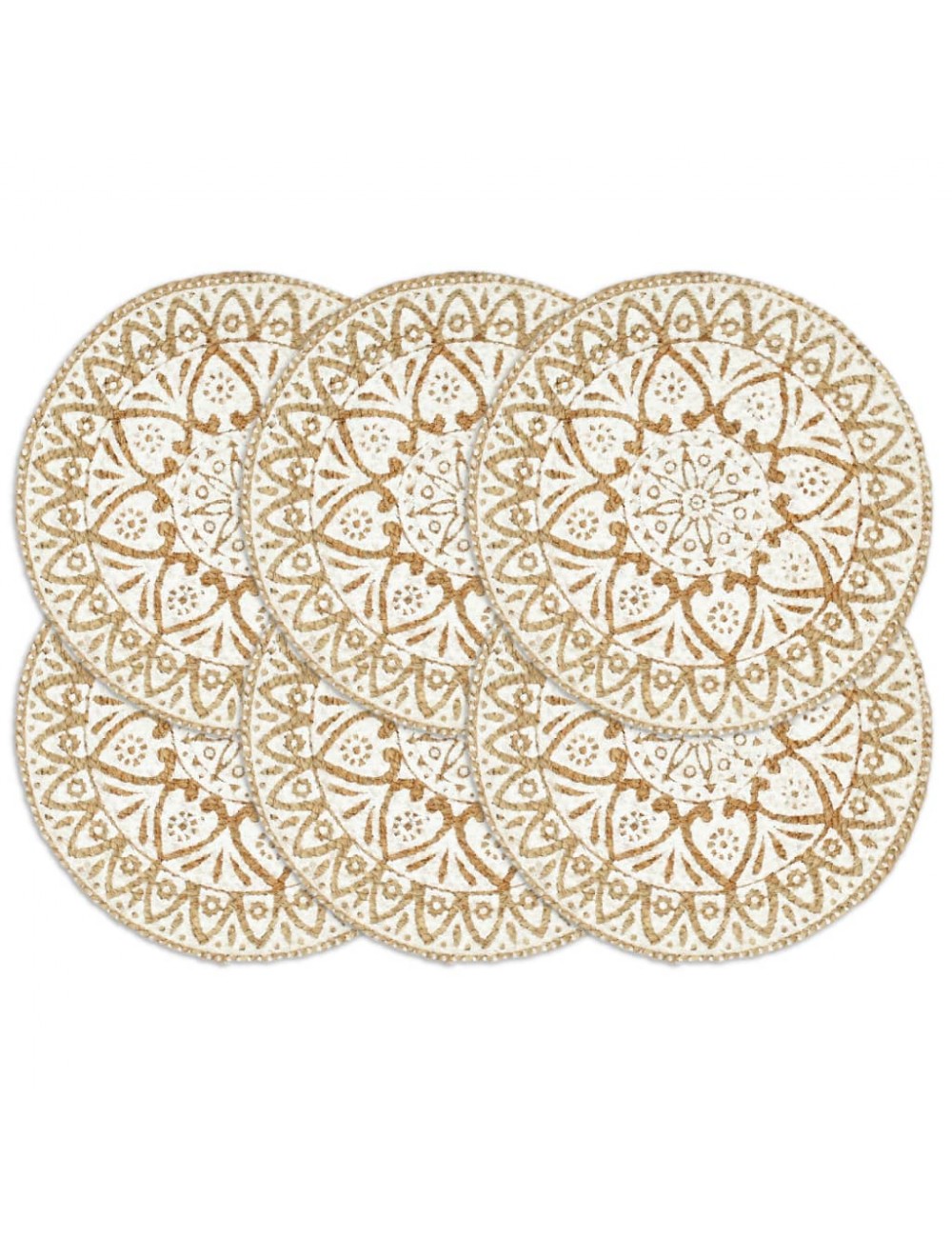 Vidaxl Tischsets 6 Stk. Weiß 38 Cm Rund Jute 8718475735069
