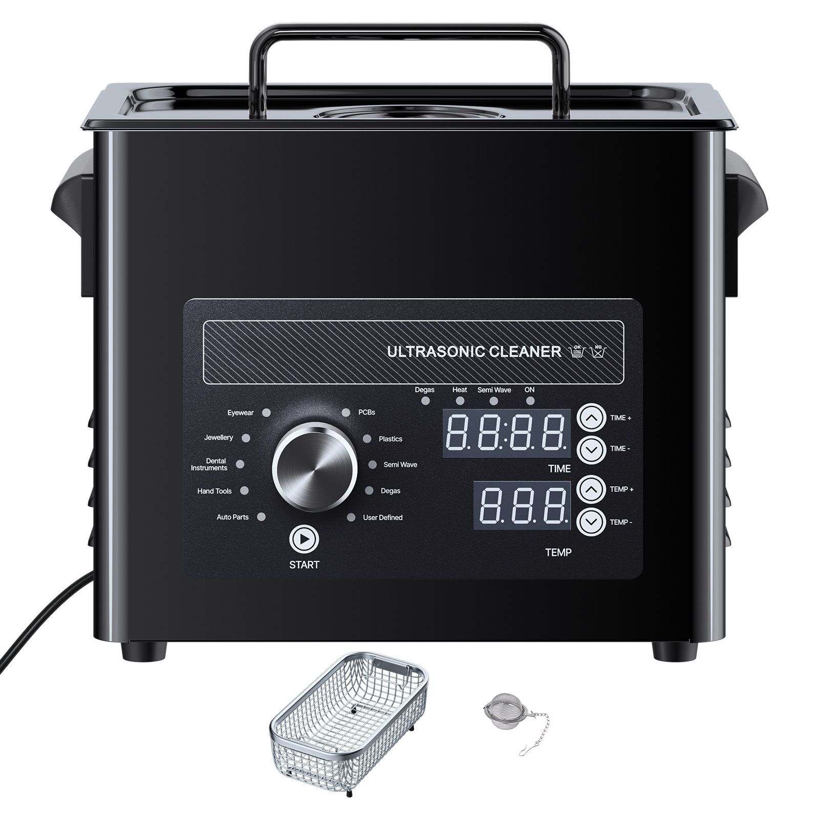 Nettoyeur à ultrasons professionnel 3 L en acier inoxydable 304, panier et billes de nettoyage, 40 kHz