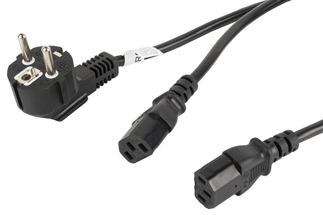 Lanberg Schwarz Y-Stromkabel Cee 7/7 - 2X Iec 320 C13 (2 Netzteile) 1,8 M