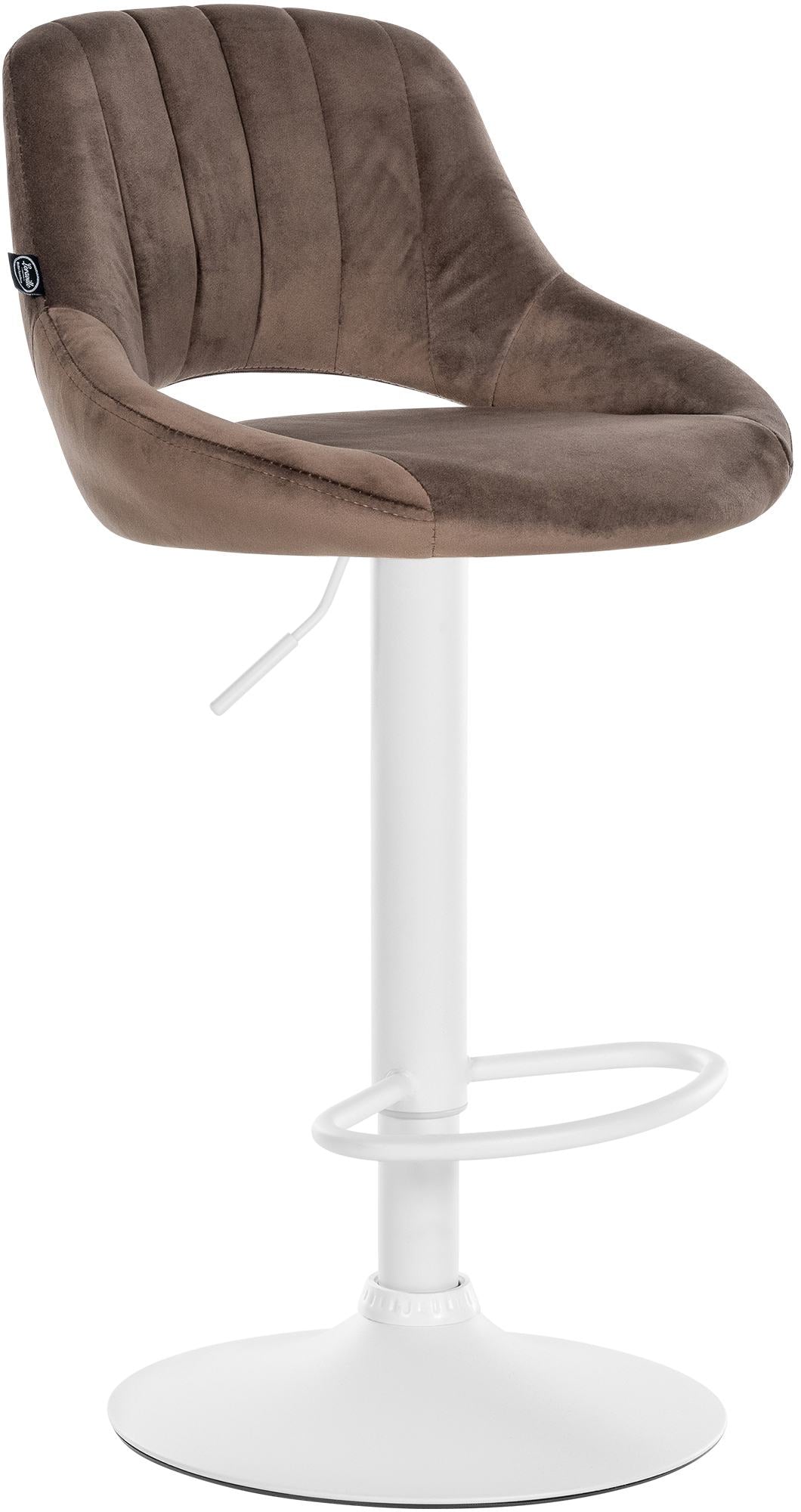 Tabouret De Bar X1 Réglable En Hauteur En Velours Marron Dossier Ajouré