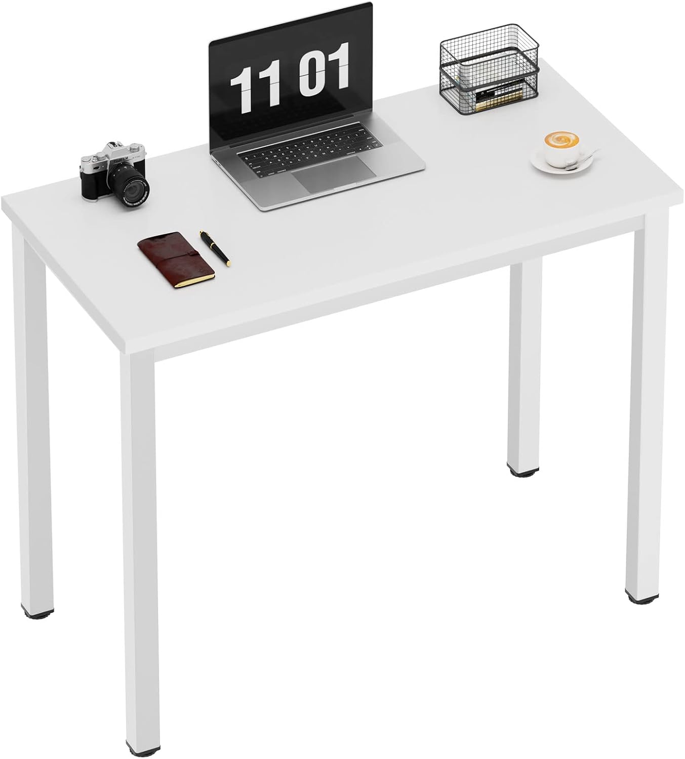 Soges – Bureau D'Ordinateur Blanc 80x40cm – Structure En Métal Robuste