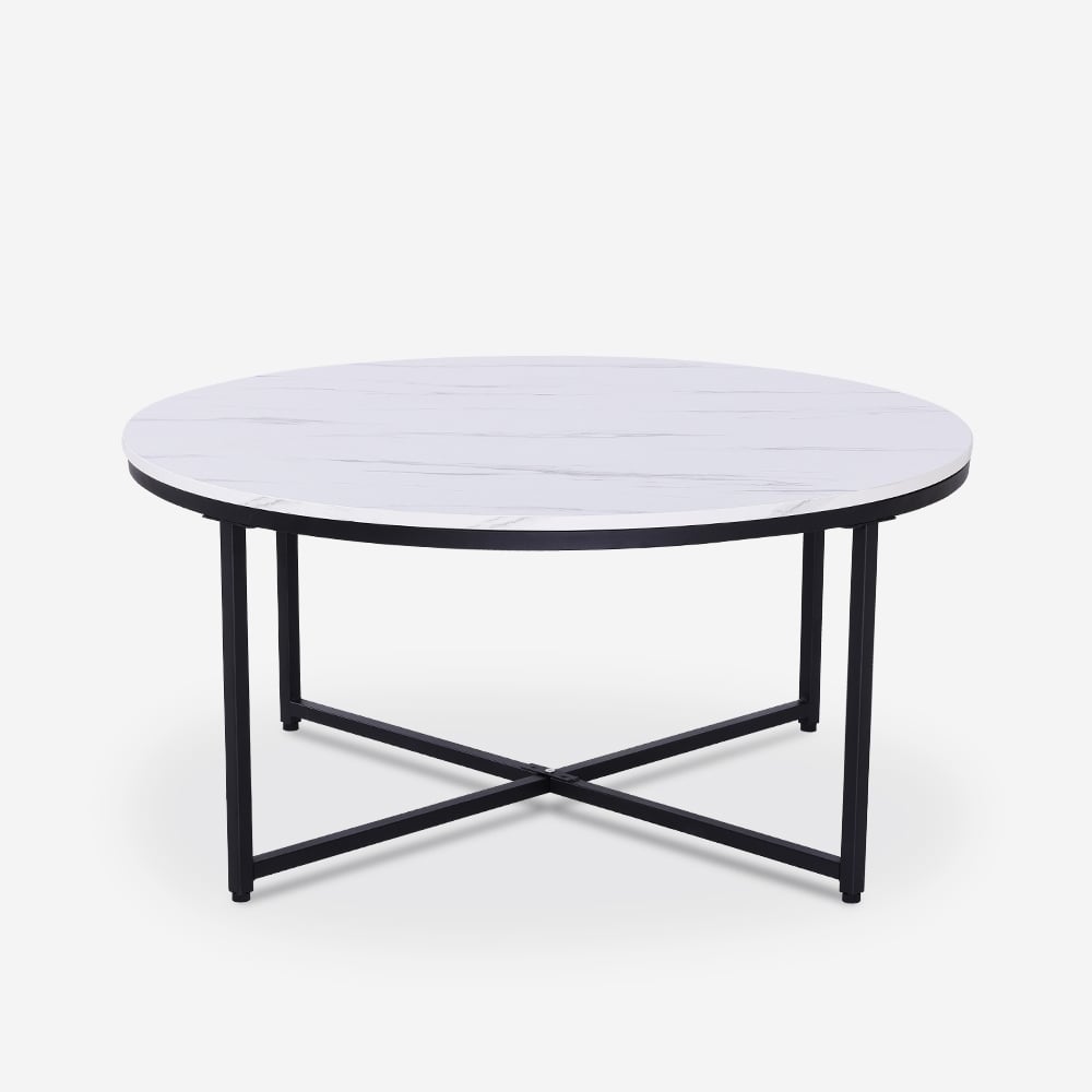 Ahd Amazing Home Design – Table Basse Ronde 90 Cm En Métal Effet Marbre