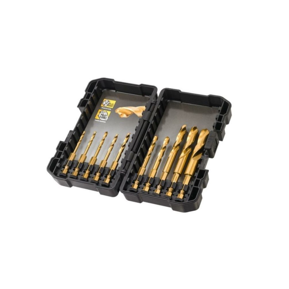 Coffret plastique de 10 forets -qz HSS titane impact ø 3-3,2-3,5-4-4,5-5-6-8-11-12 mm — photo de l’offre ManoMano