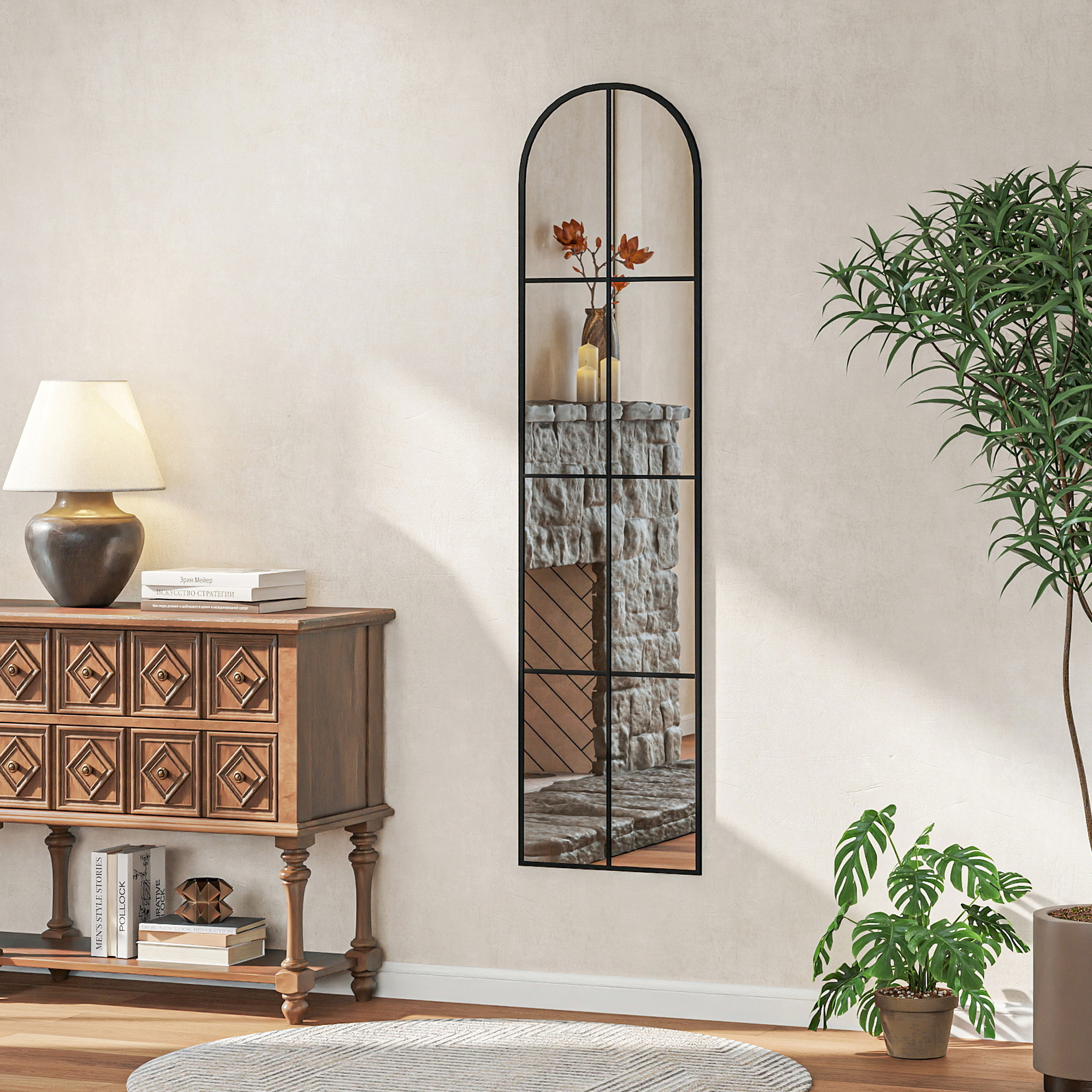 Homcom - Grand Miroir Mural Pleine Longueur 40x160 Cm Style Verrière