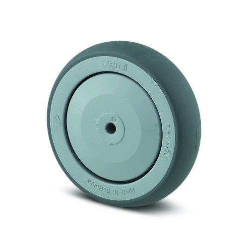 Roue à roulement à billes Ø75 mm en polypropylène, bandage caoutchouc, charge 75 kg, alésage 6 mm