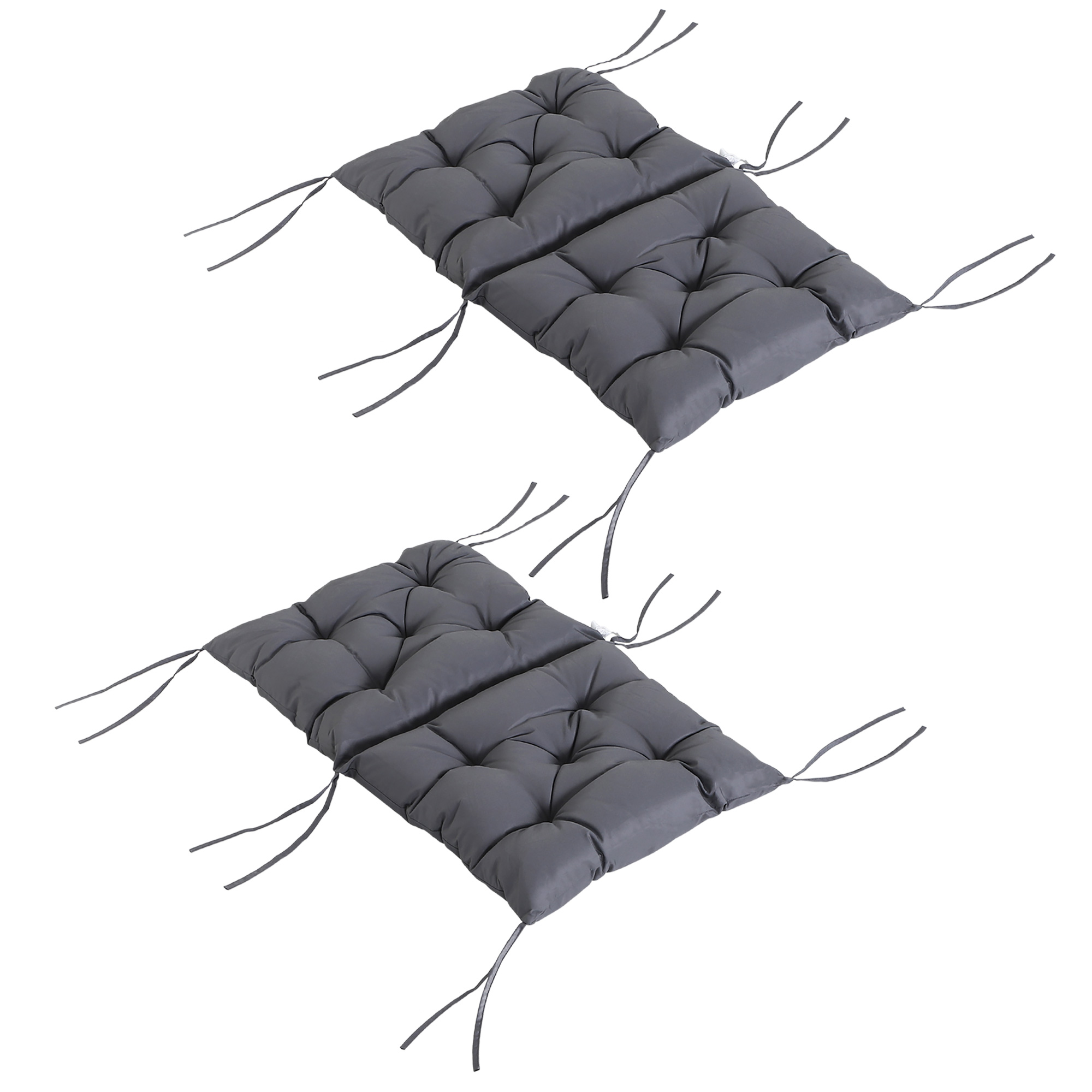 2er-set Sitzkissen, 98cm X 50cm X 8cm Stuhlkissen Mit Bänder, Polsterauflage, Waschbar/ergonomische Sitzpolster Für Haus, Garten, Sofa, Grau - Outsunny