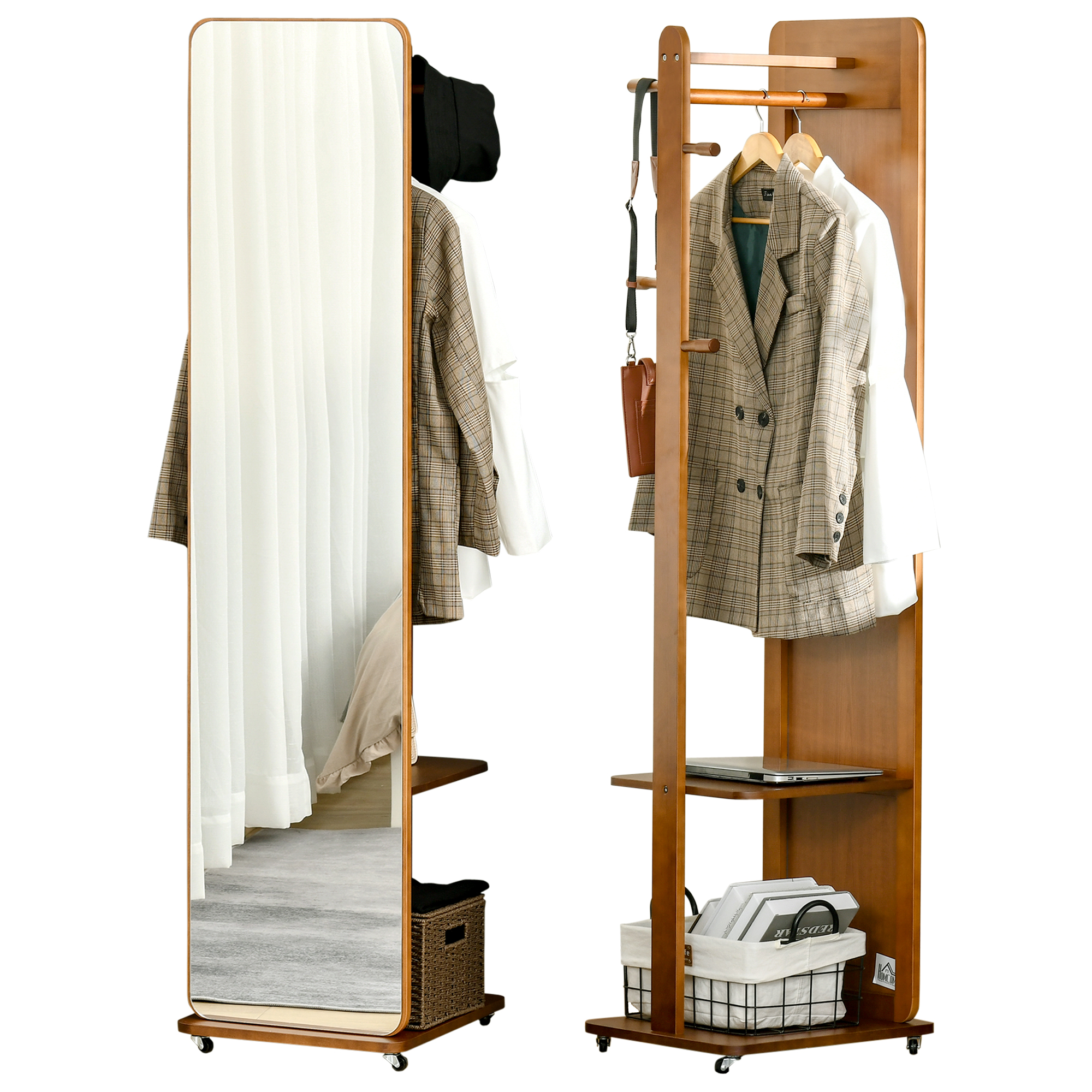 Homcom - Miroir Sur Pied Avec Roulettes - Portant