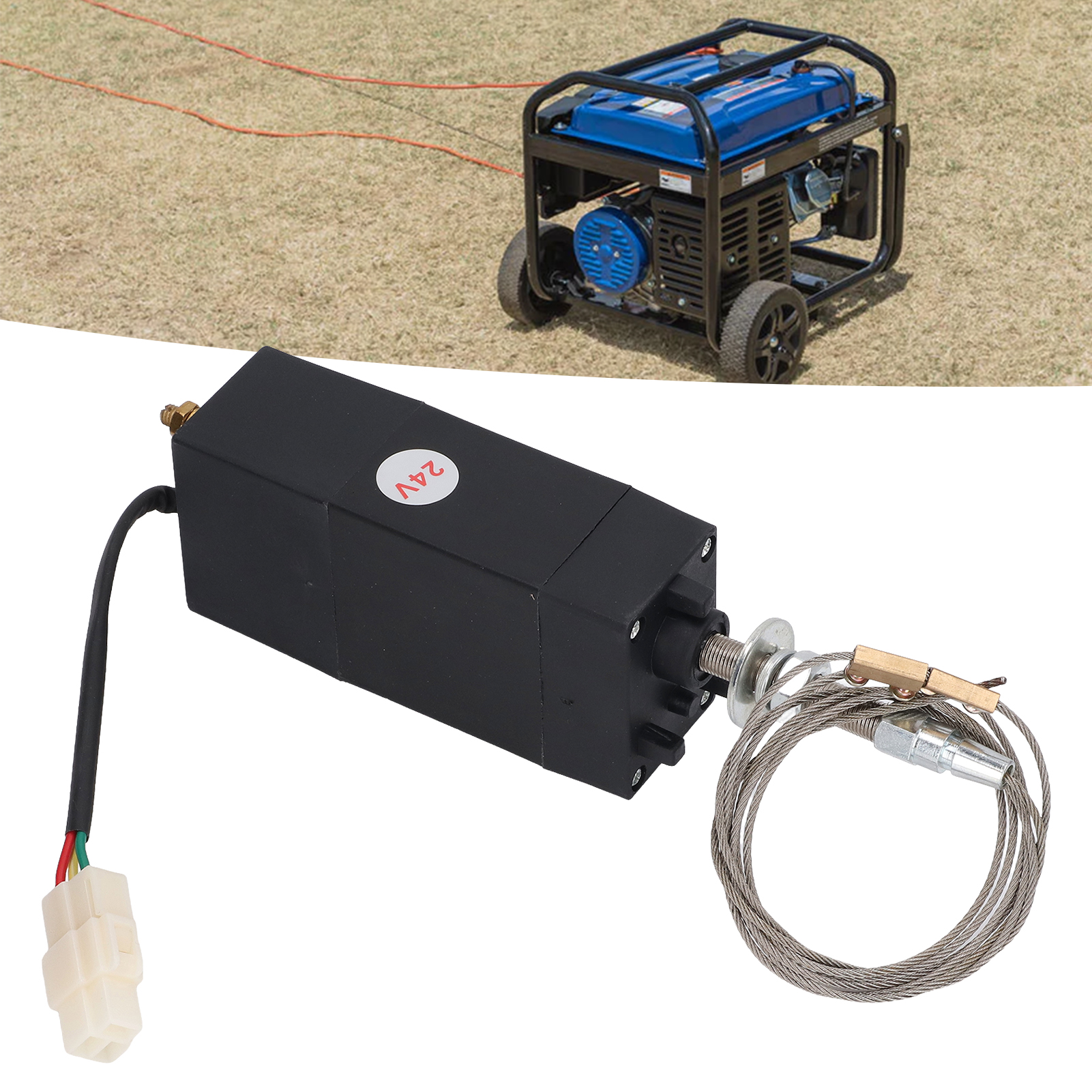 Électrovanne d'arrêt pour moteur diesel 24 V CC, ABS et acier inoxydable, 100 000 cycles, traction 600 N