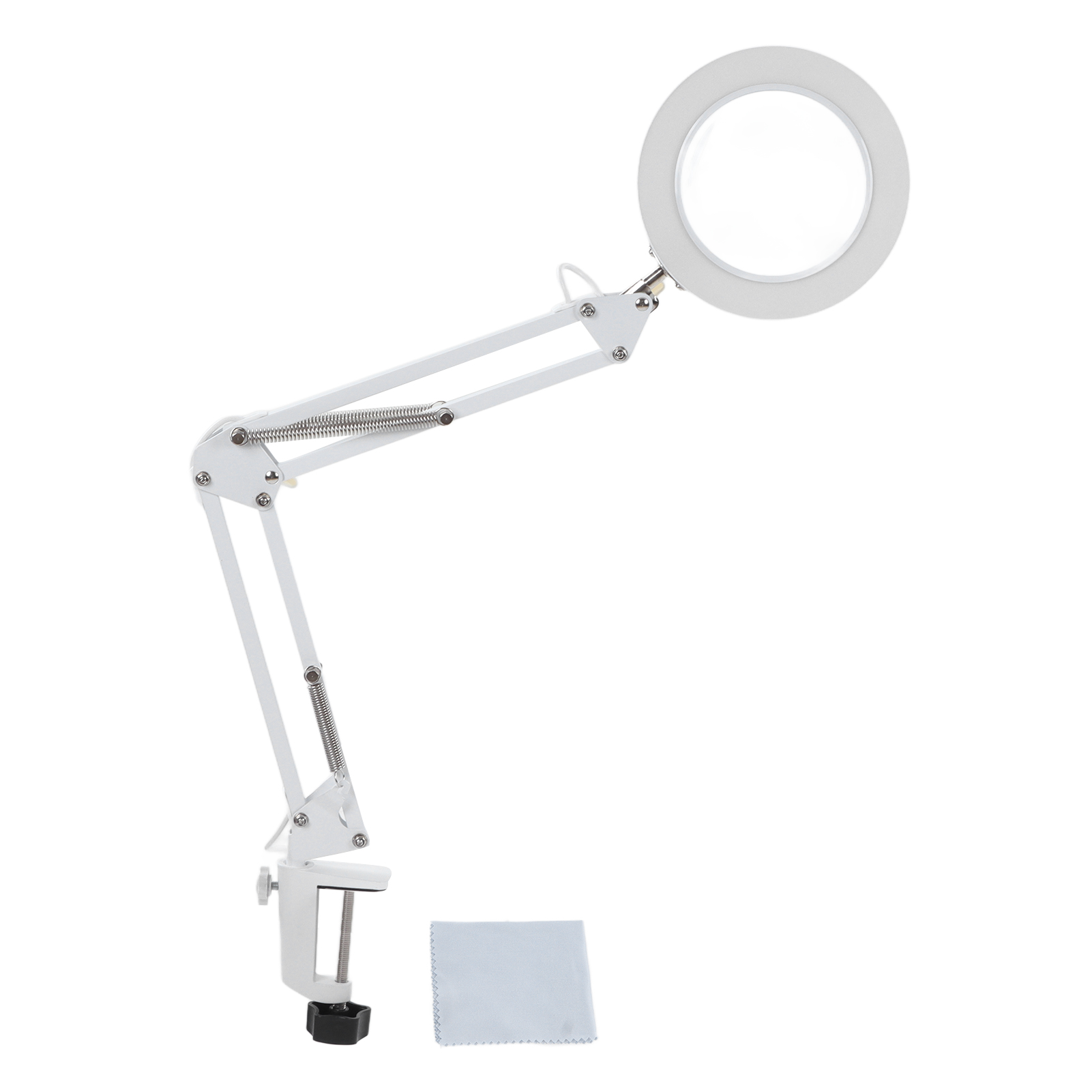 Lampe loupe à pince 5x, alliage d'aluminium, 3 températures de couleur et 11 luminosités, tête orientable 360°