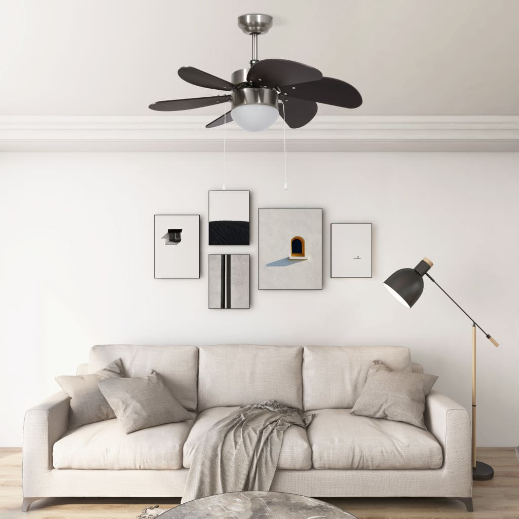Ventilateur De Plafond Avec Lampe 76 Cm Marron Foncé