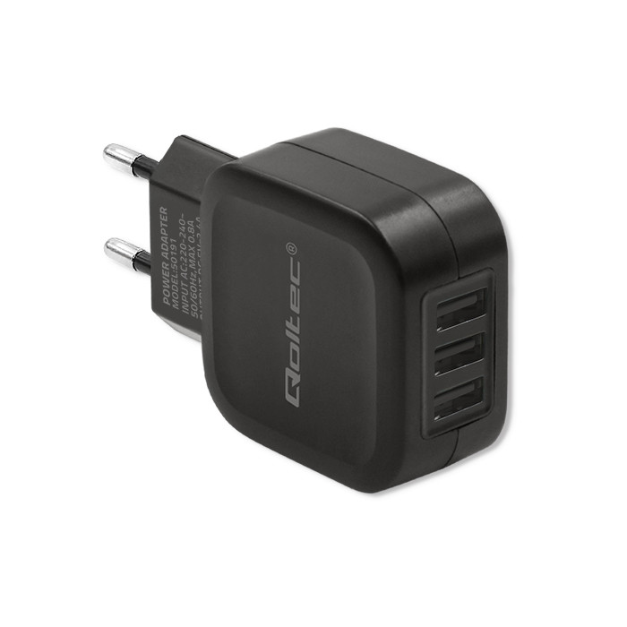 Qoltec 50191 Ladegerät 17 W 5 V 3,4 A 3x USB-A, schwarz - Bild 6