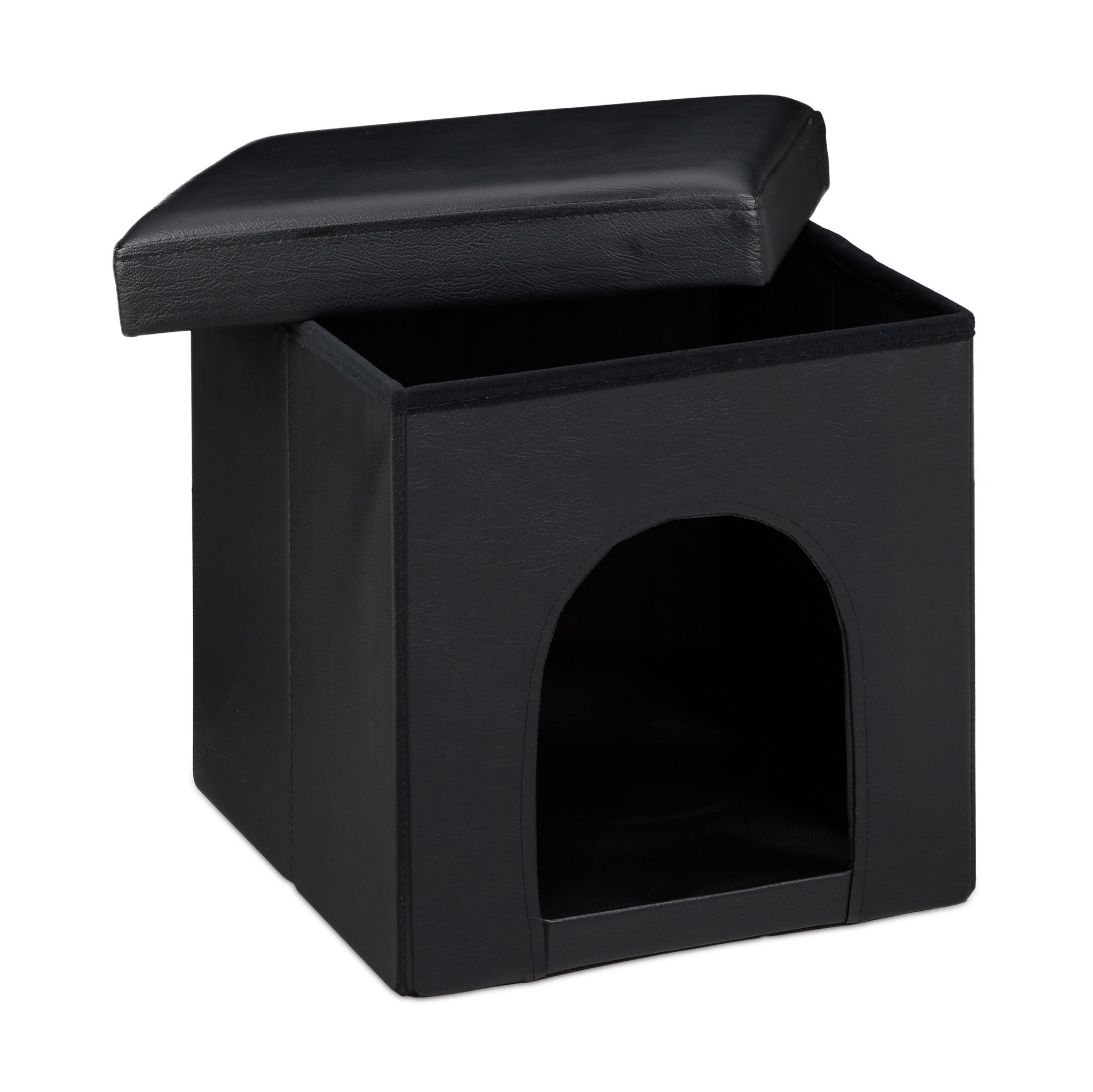 Maison pratique pour petits chiens et chats, pliable, stable, h x l x p : 38 x 38 x 38 cm, noire - Relaxdays