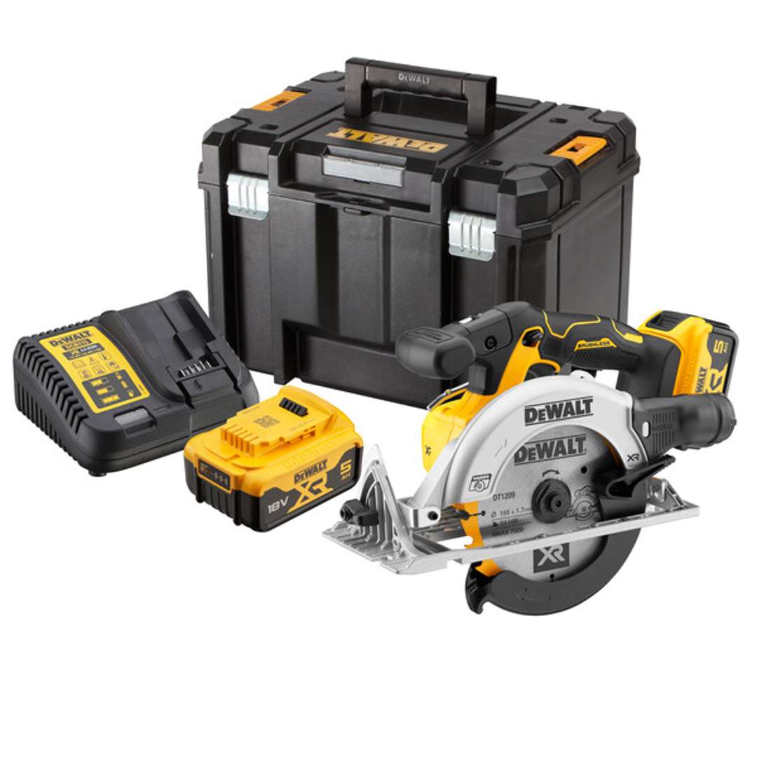 Dewalt 165 Mm Xr 18V Kreissäge + 2 X 5Ah Batterien + Tstak Koffer - Dcs565p2-Qw