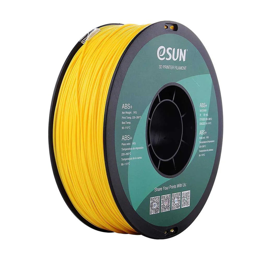 Filamento de impresión 3D ESUN ABS Plus de 2 kg, 1 kg/rollo, 1,75 mm, baja contracción, alta resistencia, alta tenacidad y resistencia al calor, material de impresión 3D para la mayoría de las