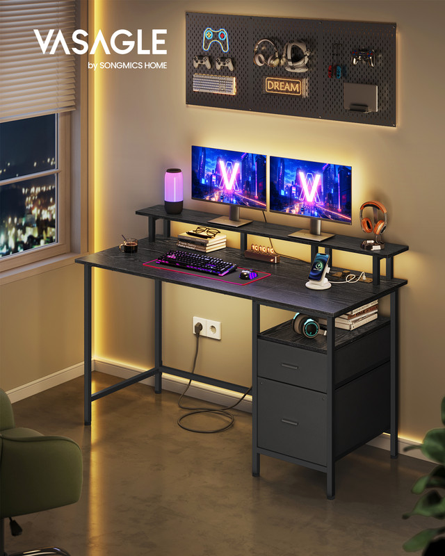 Bureau Gaming, Avec Tiroirs En Tissu