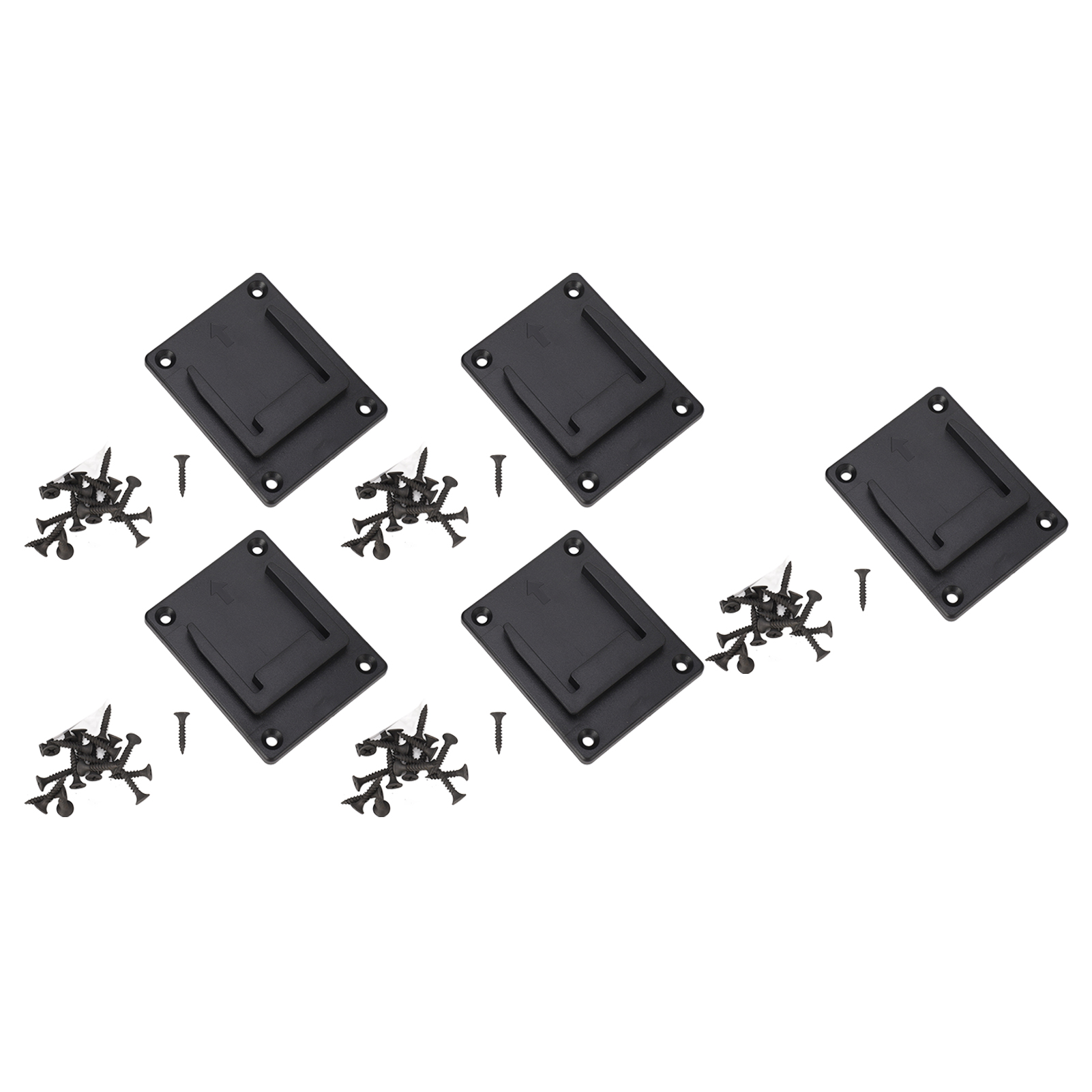 Support mural pour outils à batterie 14,4 V et 18 V, noir ABS, lot de 5 avec 20 vis