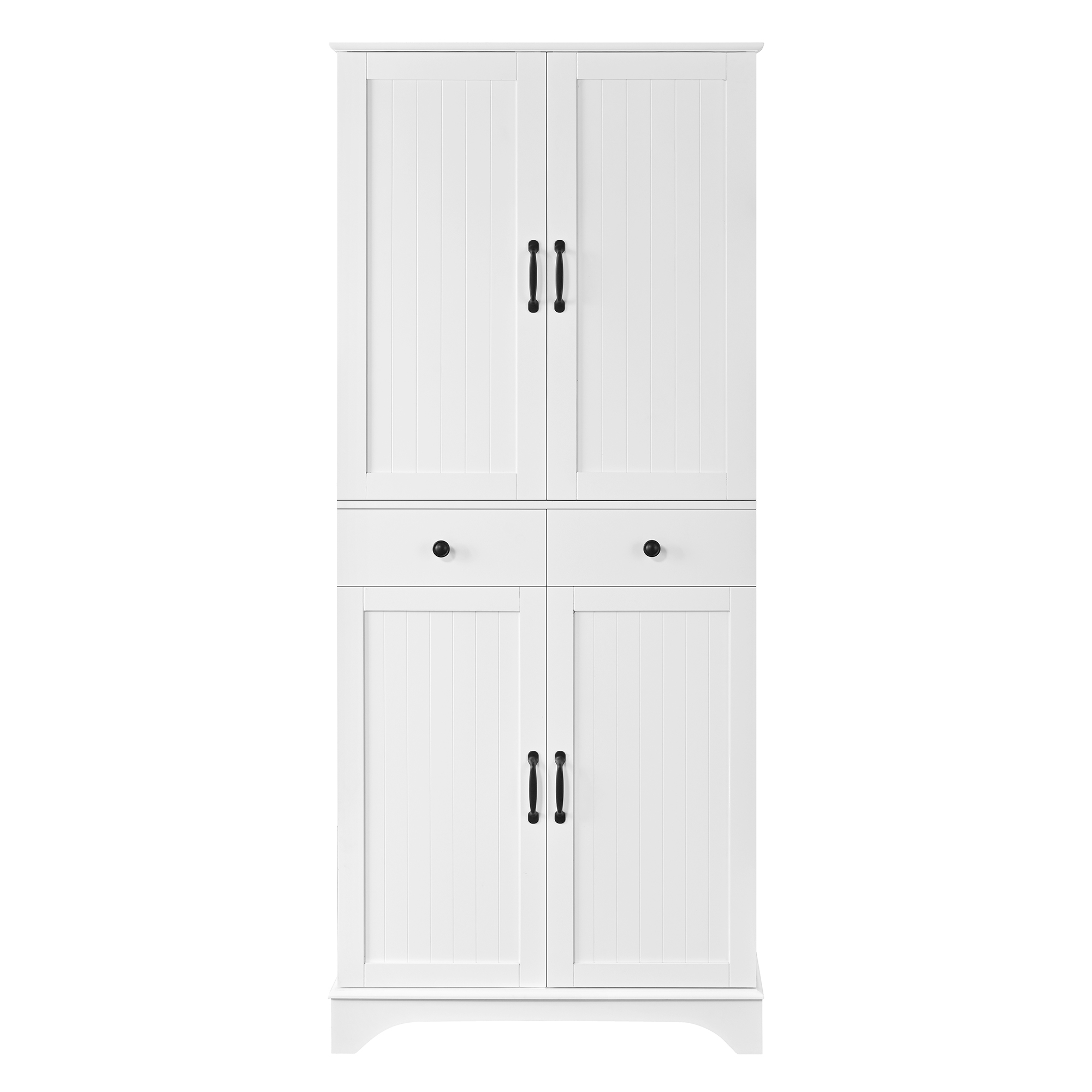 Stilvora Hochschrank Aufbewahrungsschrank Mit 4 Türen, 2 Schubladen Und Verstellbaren Einlegeböden, Aus Mdf, Weiß, 77×40×181 Cm