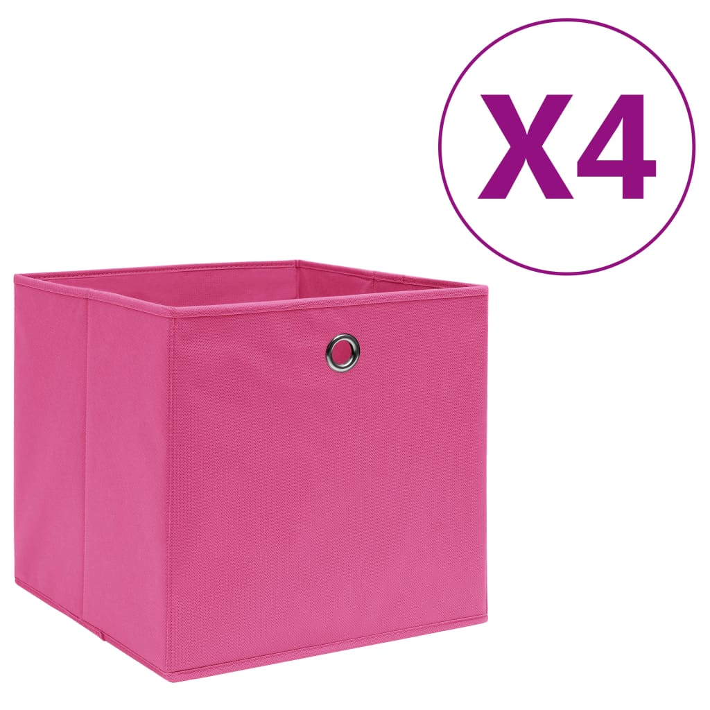 Storage Boxes 4 Pcs Non-woven Fabric 28x28x28 Cm Pink Vidaxl
