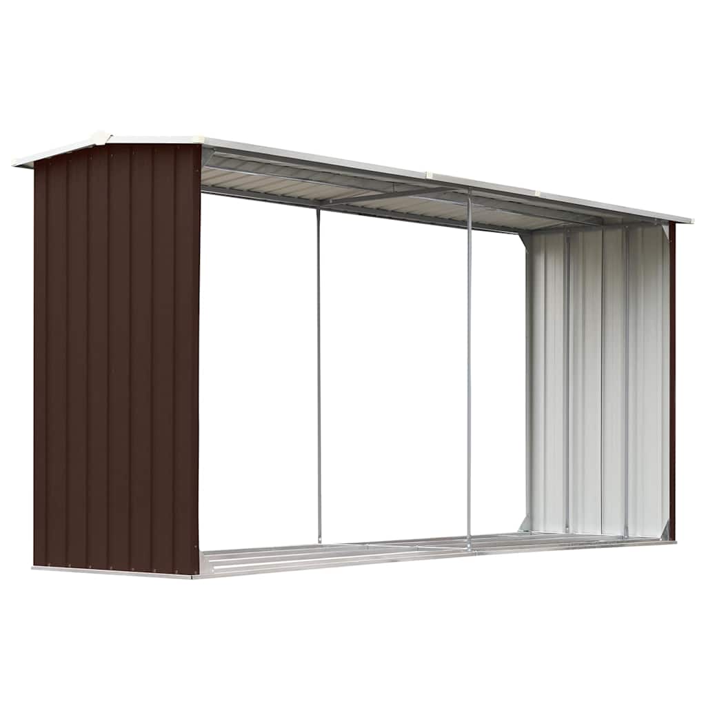Vidaxl Brennholzlager Verzinkter Stahl 330 X 92 X 153 Cm Braun 8719883757292