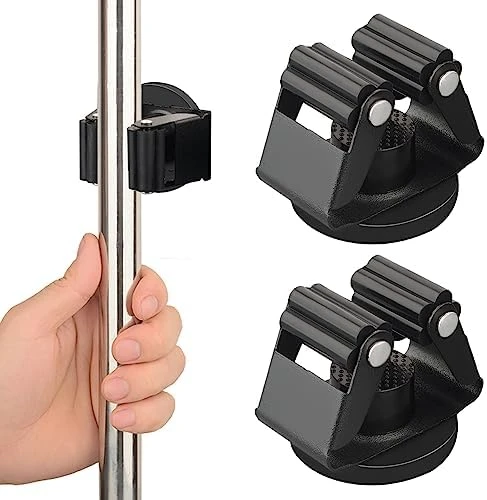Support magnétique pour balai et serpillière, fixation sans perçage sur surface métallique, noir
