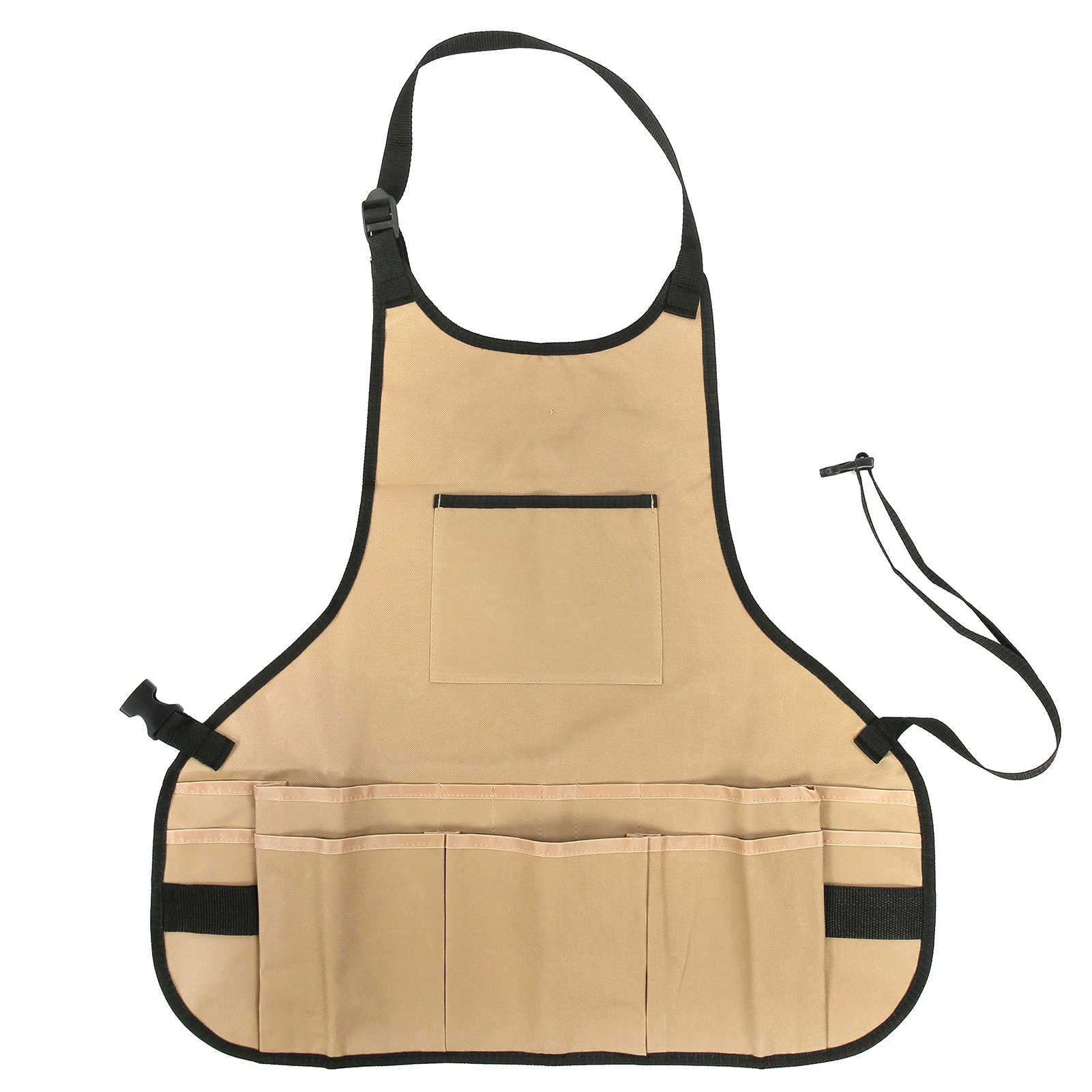 Tablier porte-outils multipoches en polyester, bretelle réglable, beige