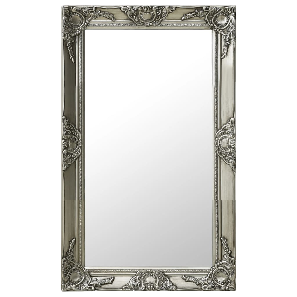 Wall Mirror Baroque Style 50x80 Cm Silver Vidaxl