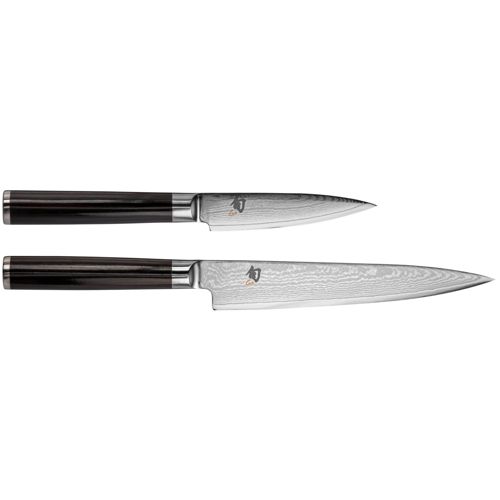 KAI Shun Classic japanisches Kochmesser 2er Set -Allzweckmesser 15 cm Klingenlänge + Officemesser 9 cm Klingenlänge - Damastmesser 32 Lagen VG MAX Kern - 61 (±1) HRC - Pakkaholz- Küchenmesser Set - Bild 6