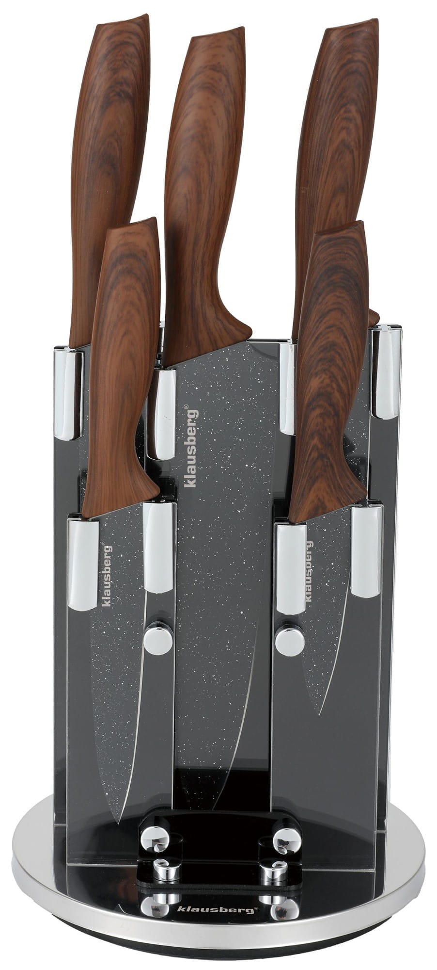 Klausberg Kb-7615 Set Di 5 Coltelli Da Cucina Con Supporto Girevole