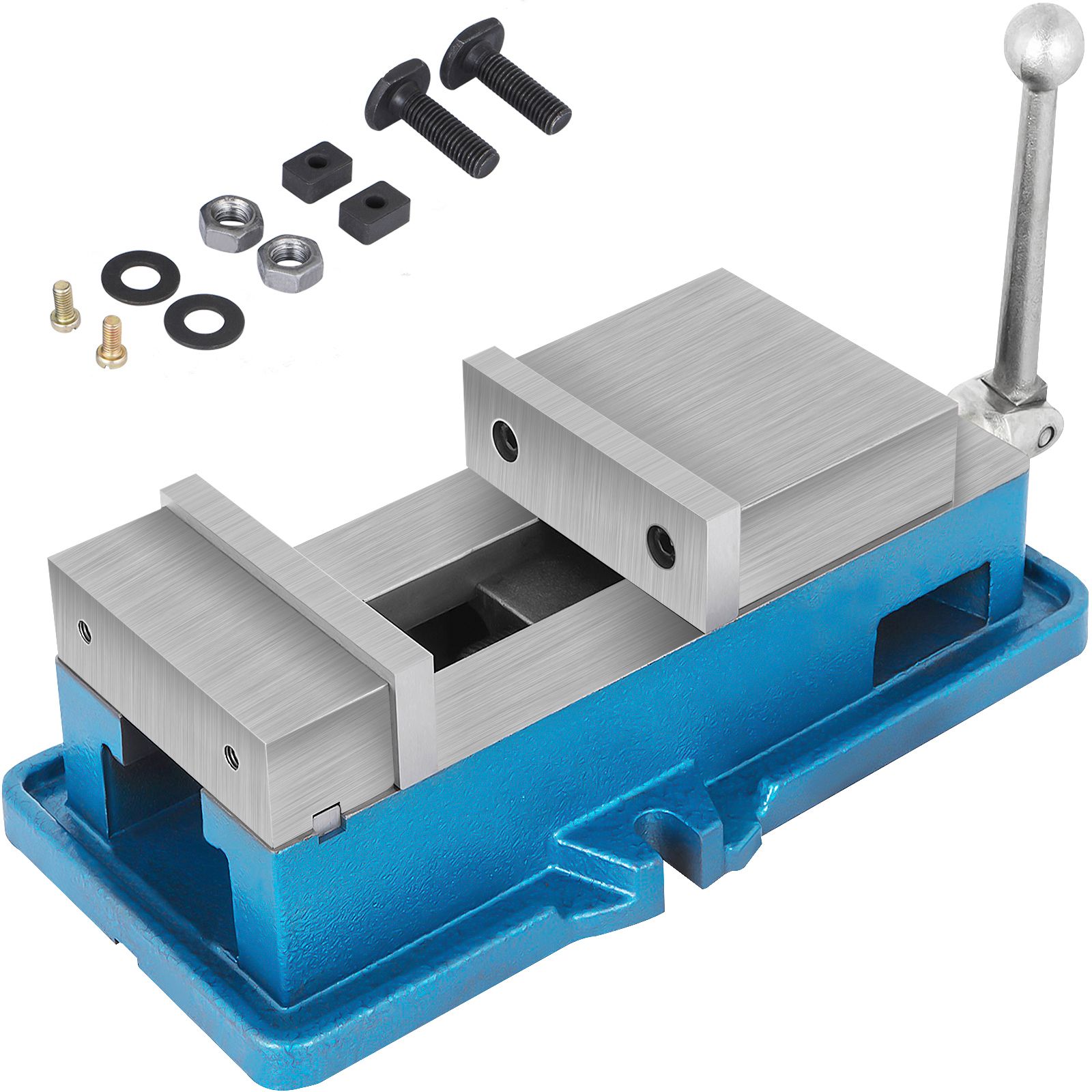 Étau d'établi 125 mm en fonte, force 24 kN, mâchoires acier trempé, fixation établi