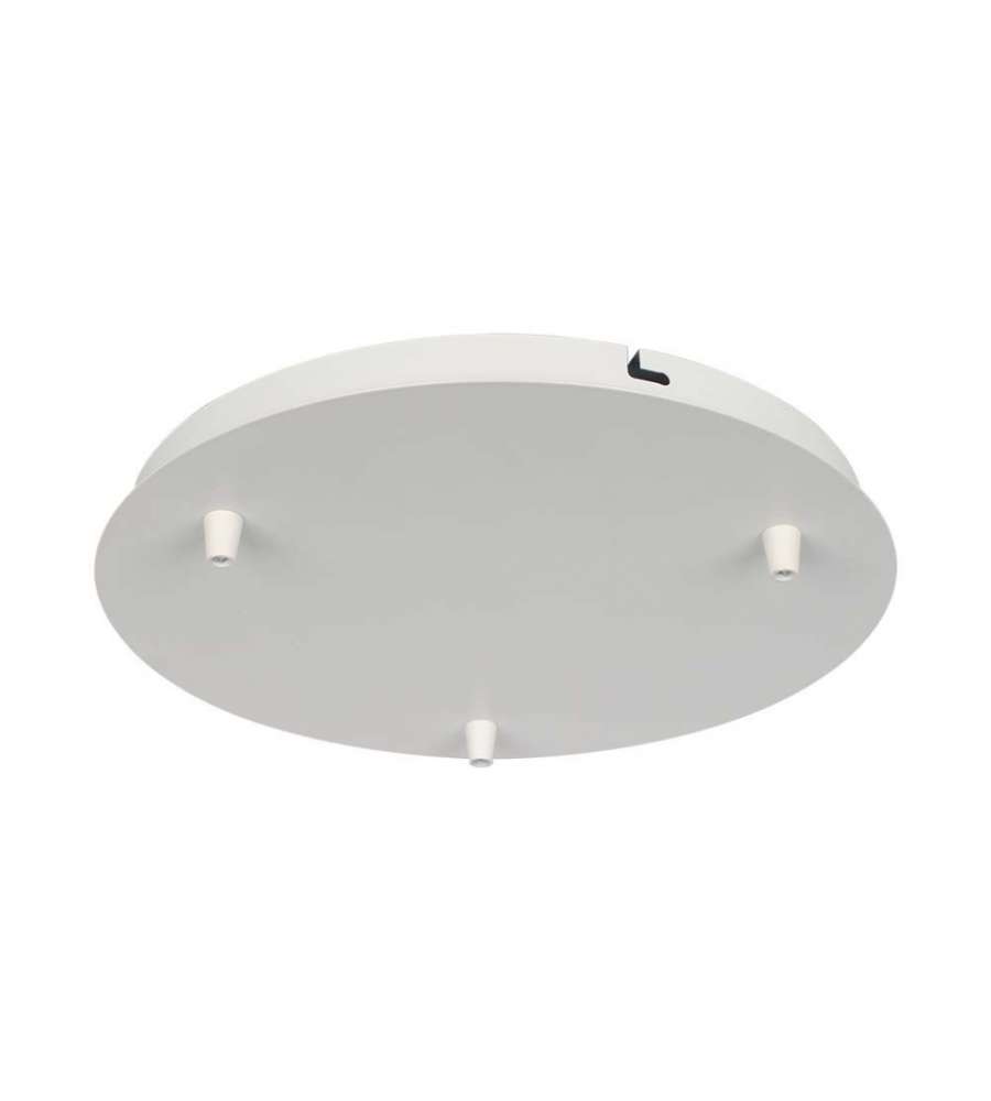 Rosone Per Lampadario In Acciaio D 300h 25mm Con 3 Fori Colore Bian...