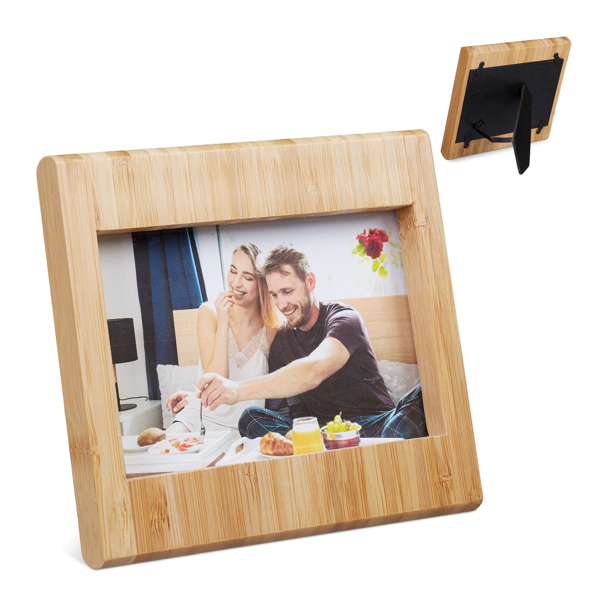Relaxdays - Cornice In Bambù, Da Appendere, In Formato Orizzontale E Verticale, Riempibile, Foto 10x15 Cm, Legno Naturale