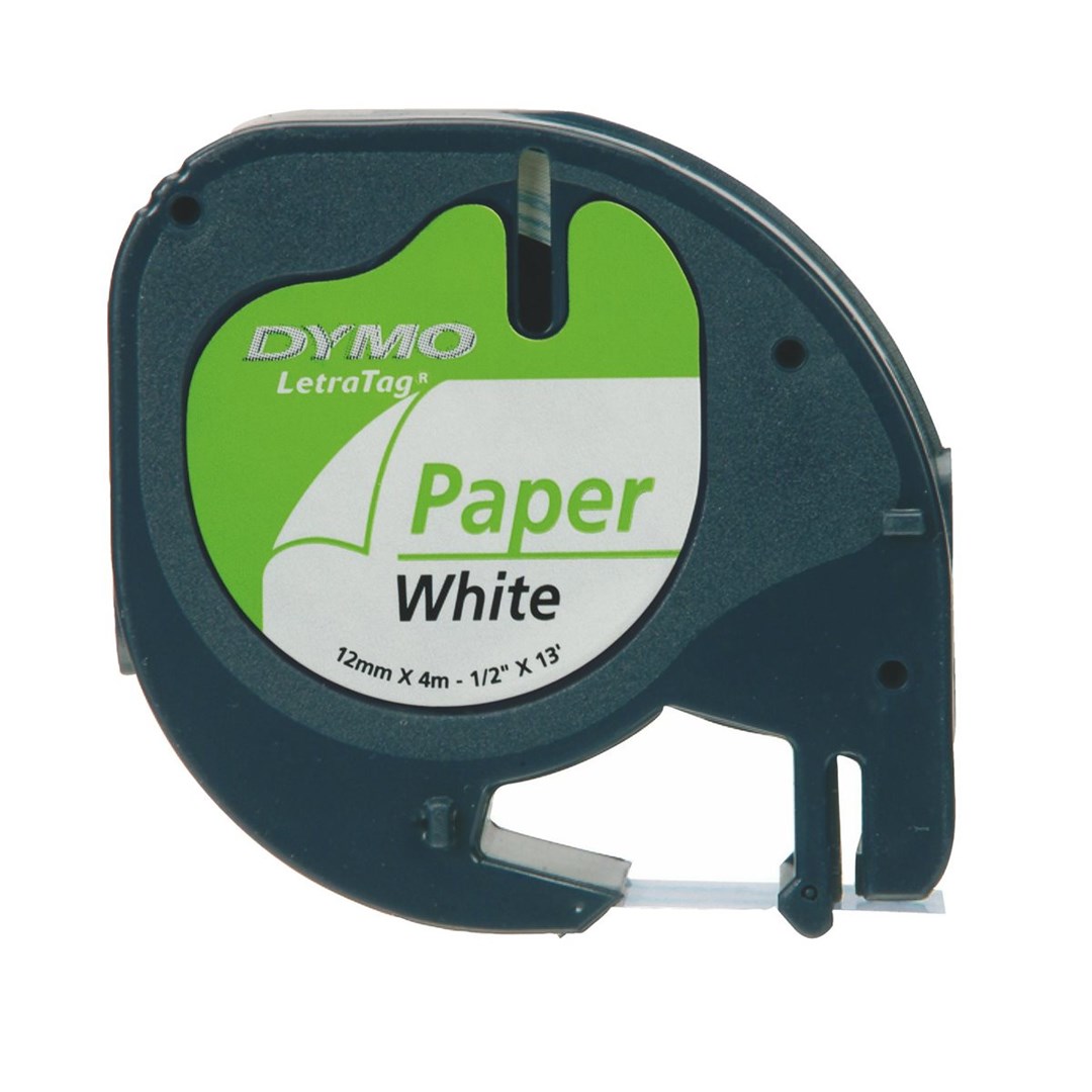 DYMO LetraTag Papieretiketten  12 mm x 4 m Rolle  Schwarzer Druck auf Wei  Selbstklebend - Image 13